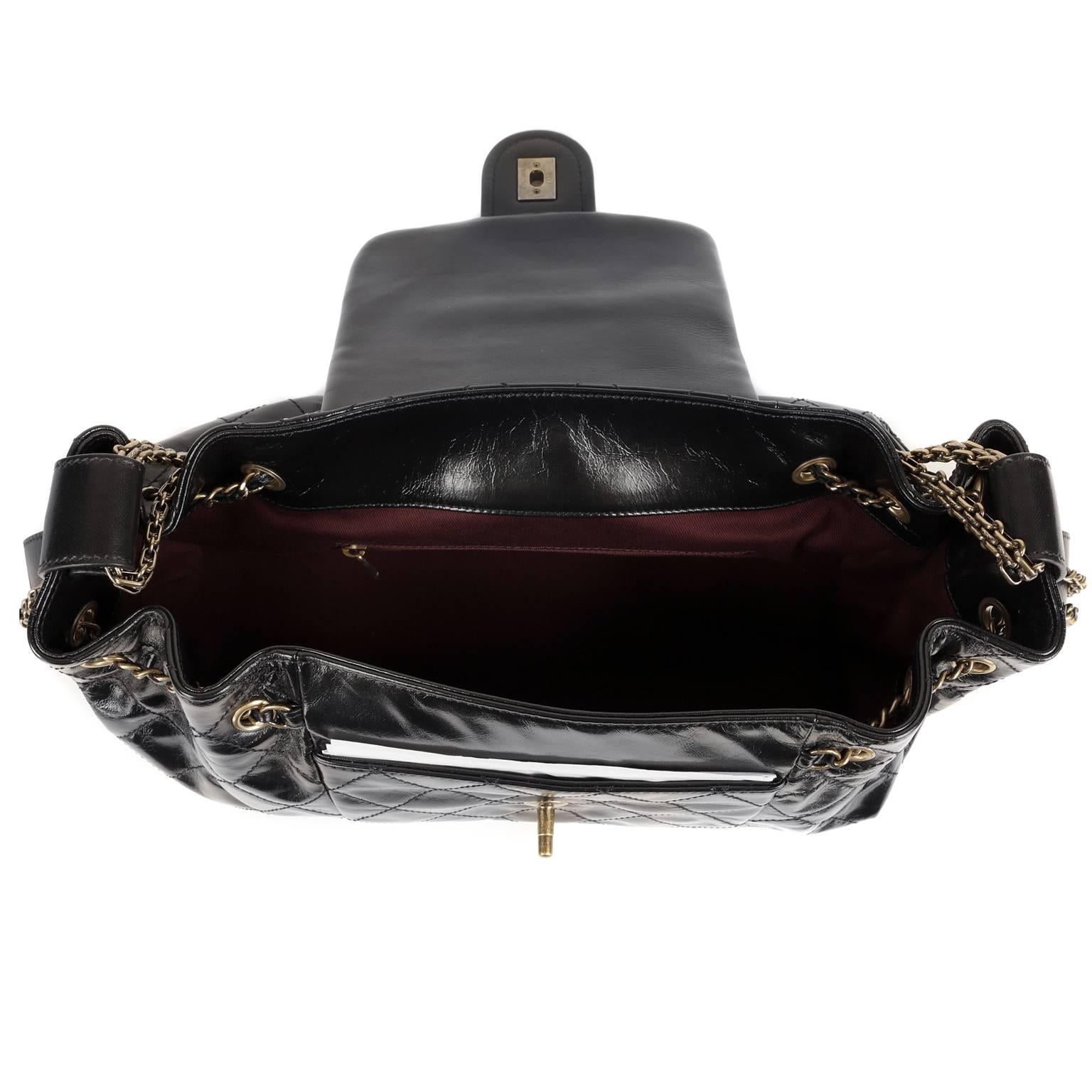 Chanel Black Calfskin and Stingray Accordion Bag For Sale 2