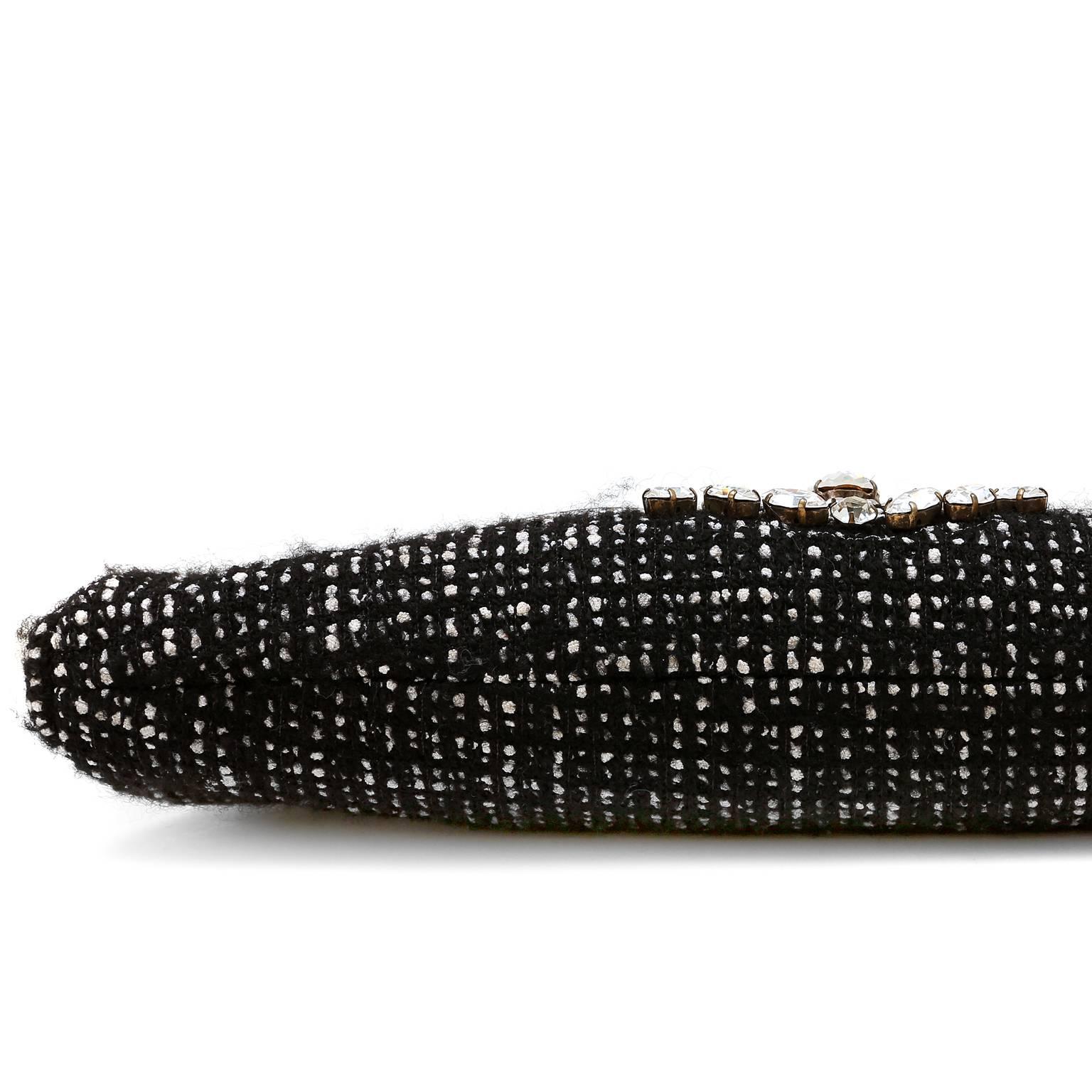 Women's Chanel Black Tweed Rhinestone Clutch- Runway For Sale