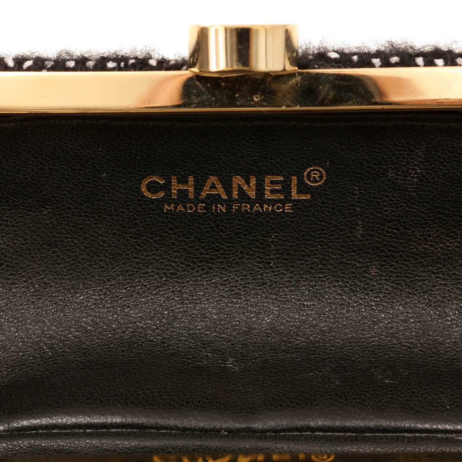 Chanel Black Tweed Rhinestone Clutch- Runway For Sale 5
