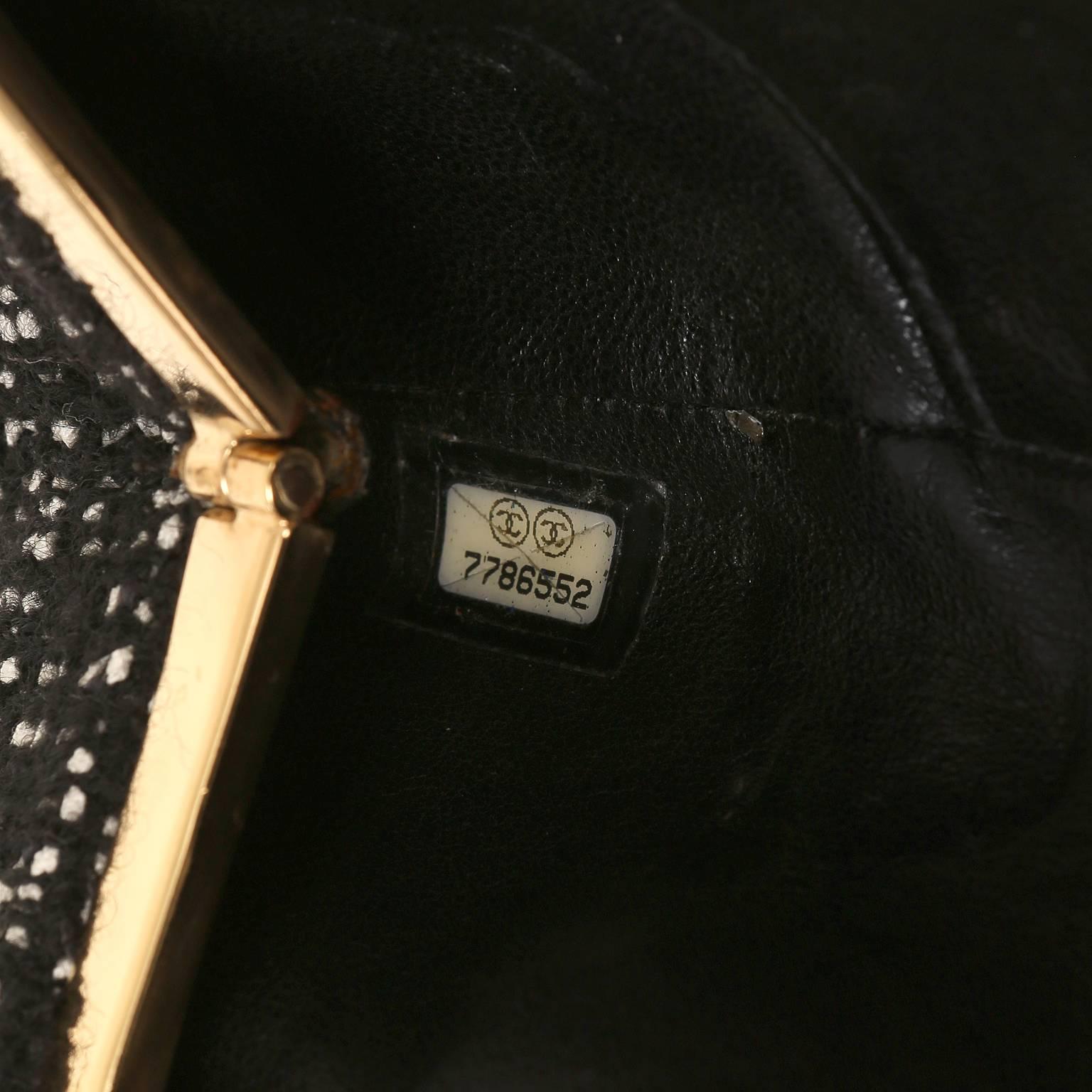 Chanel Black Tweed Rhinestone Clutch- Runway For Sale 6