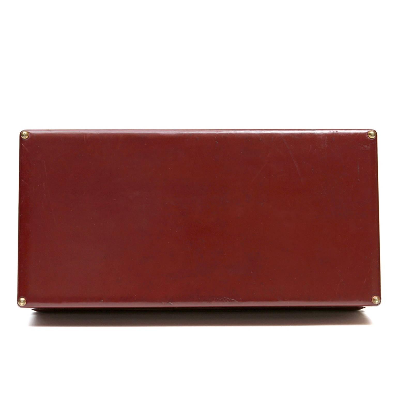 Hermès Vintage Rouge Box Calf Jewelry Travel Case In Excellent Condition For Sale In Malibu, CA