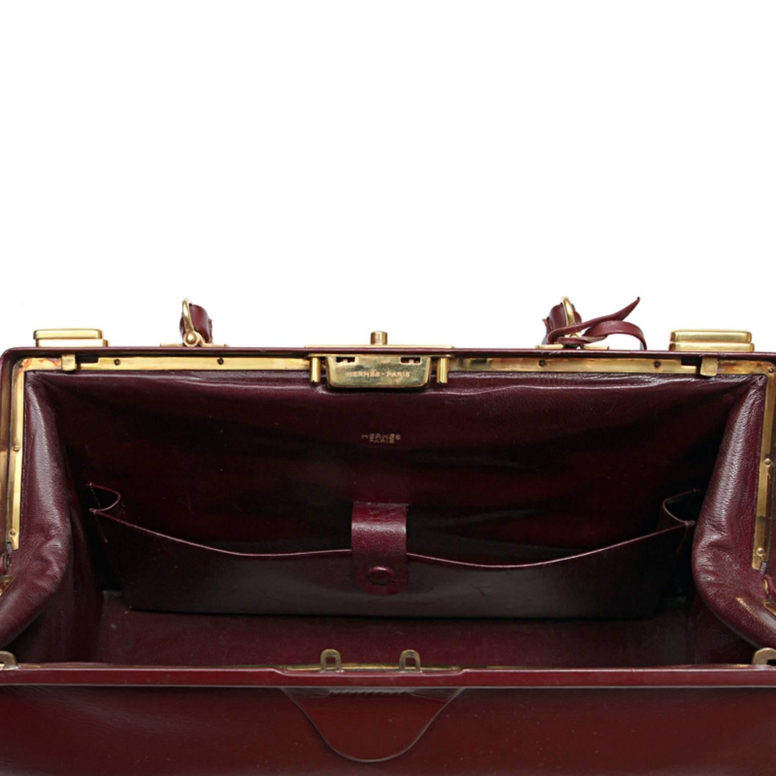 Hermès Vintage Rouge Box Calf Jewelry Travel Case For Sale 3