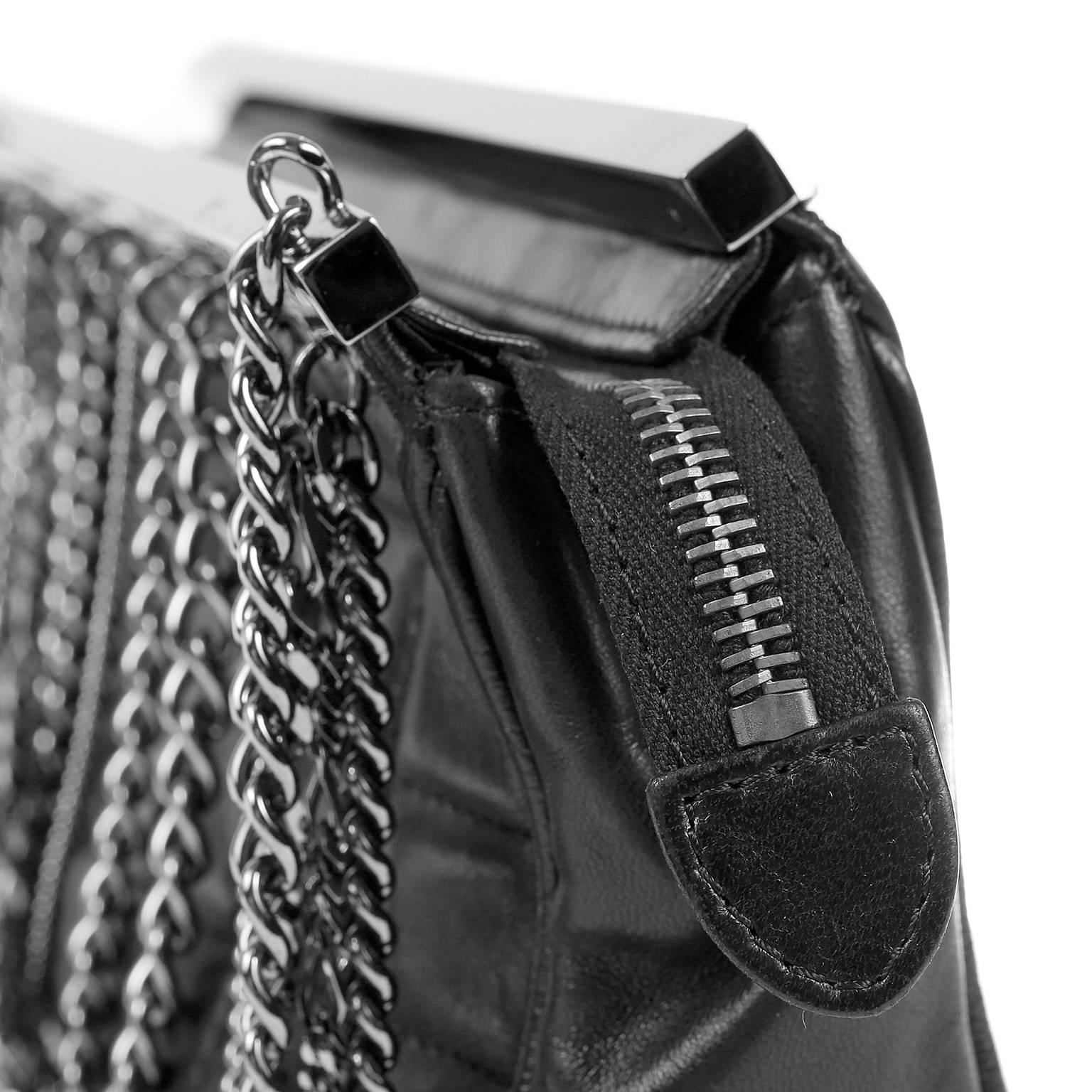 Chanel Black Lambskin Dripping Chains Evening Bag For Sale 2
