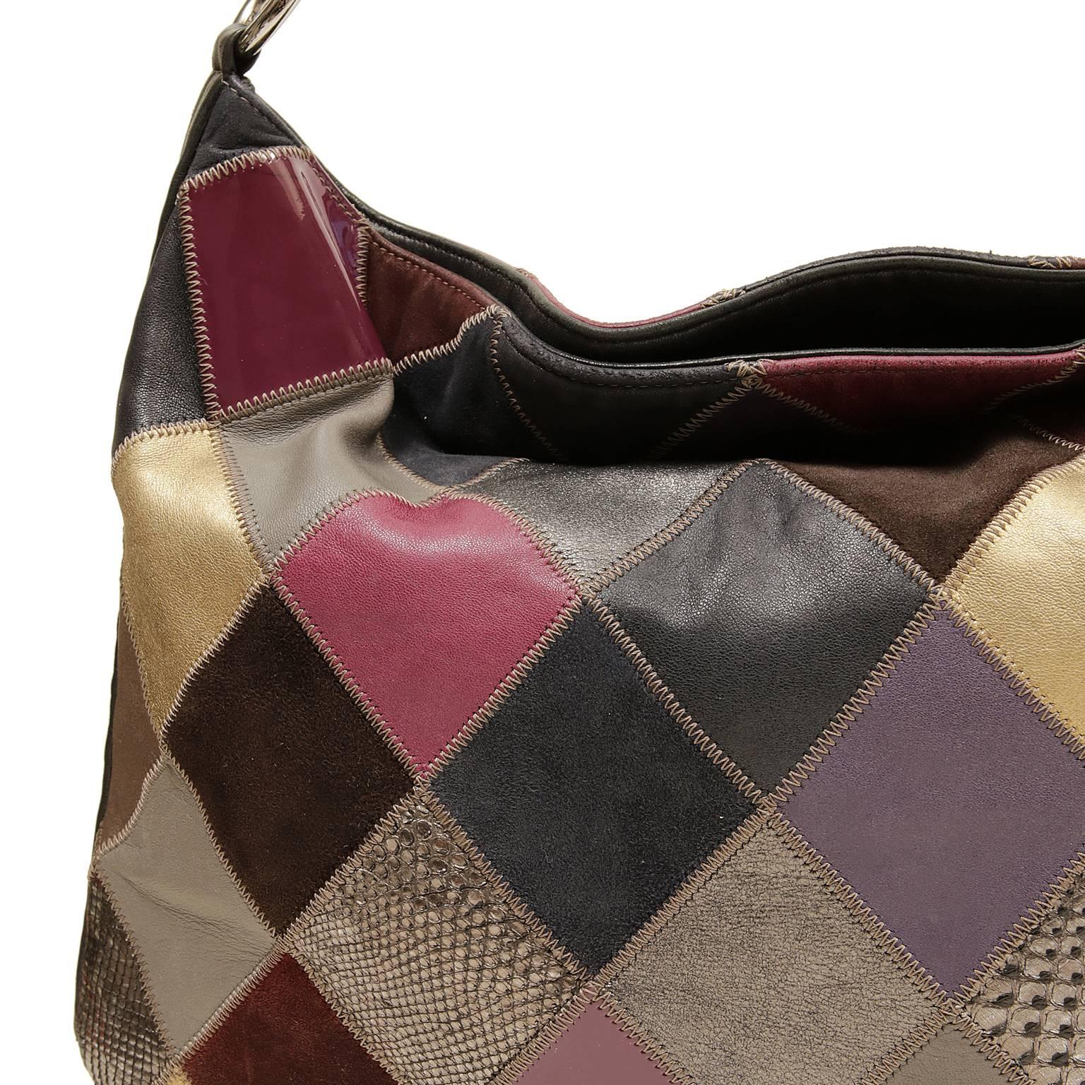 Chanel Multicolor Python Suede Leather Patchwork Hobo  For Sale 2