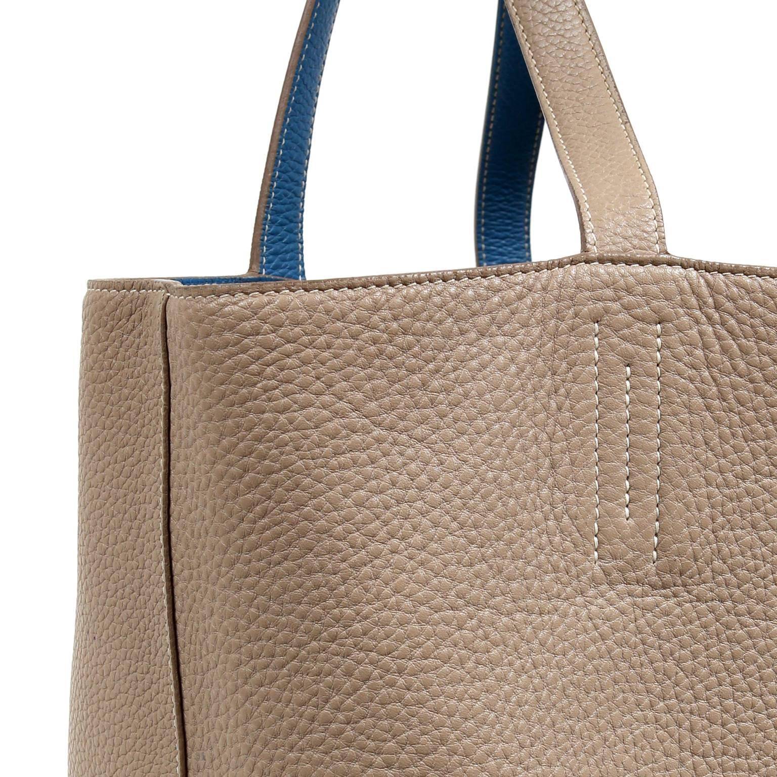 Hermès Blue Jean and Etoupe Double Sens Clemence 36 cm Tote 6