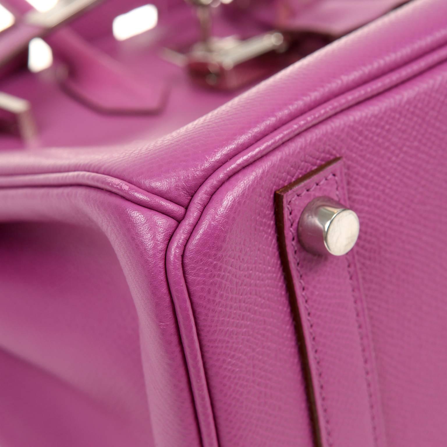Women's Hermès Anemone Purple Epsom 25 cm Birkin Bag For Sale