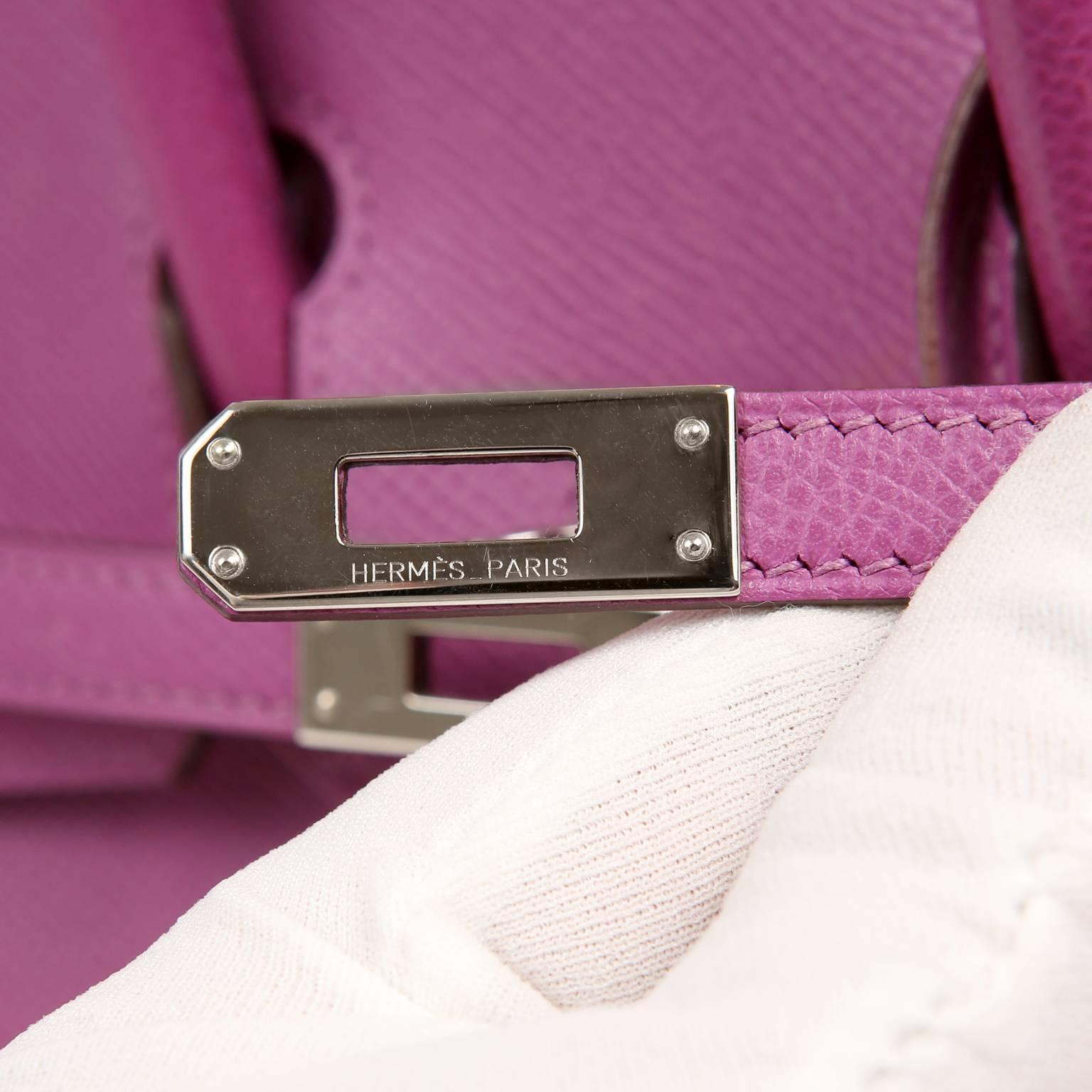 Hermès Anemone Purple Epsom 25 cm Birkin Bag For Sale 1