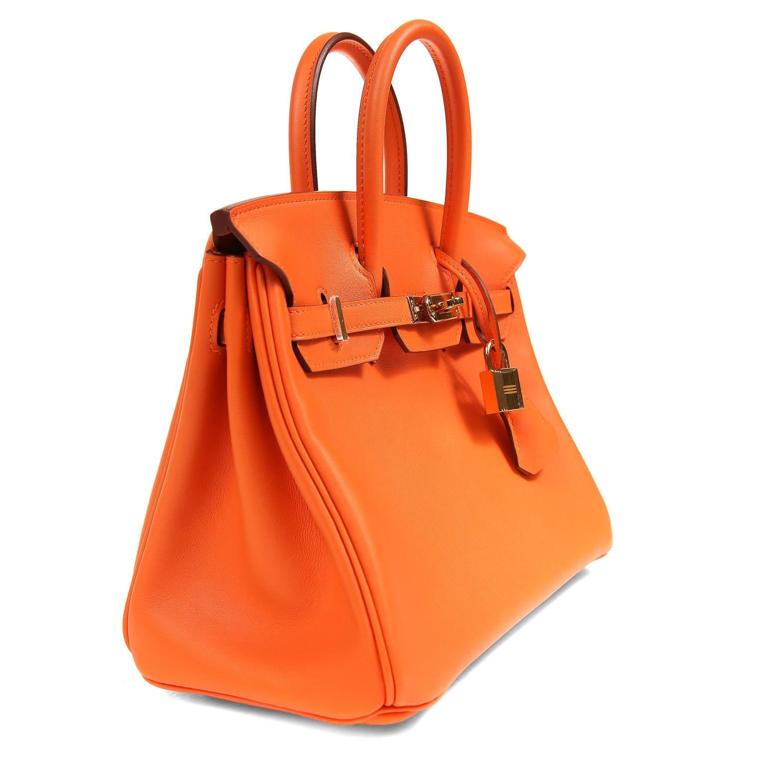 Orange Hermès Feu Swift Leather 25 cm Birkin Bag 