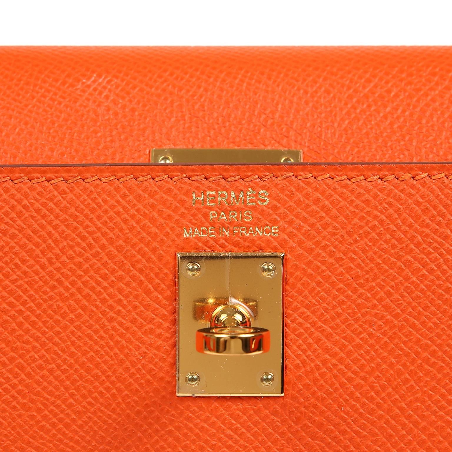 Hermès Feu Epsom 25 cm Kelly Sellier with GHW For Sale 1