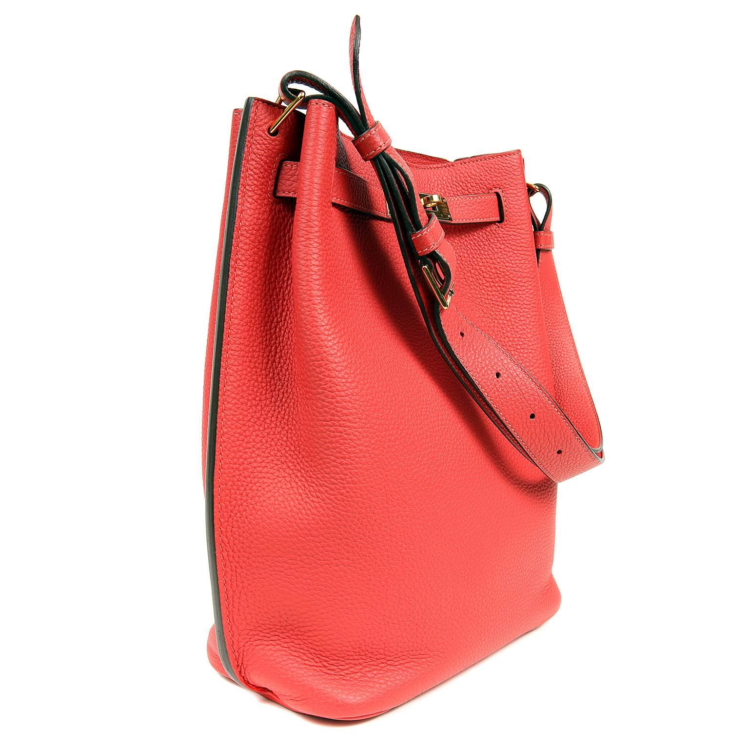 Red Hermès Geranium 26 cm So Kelly Shoulder Bag For Sale