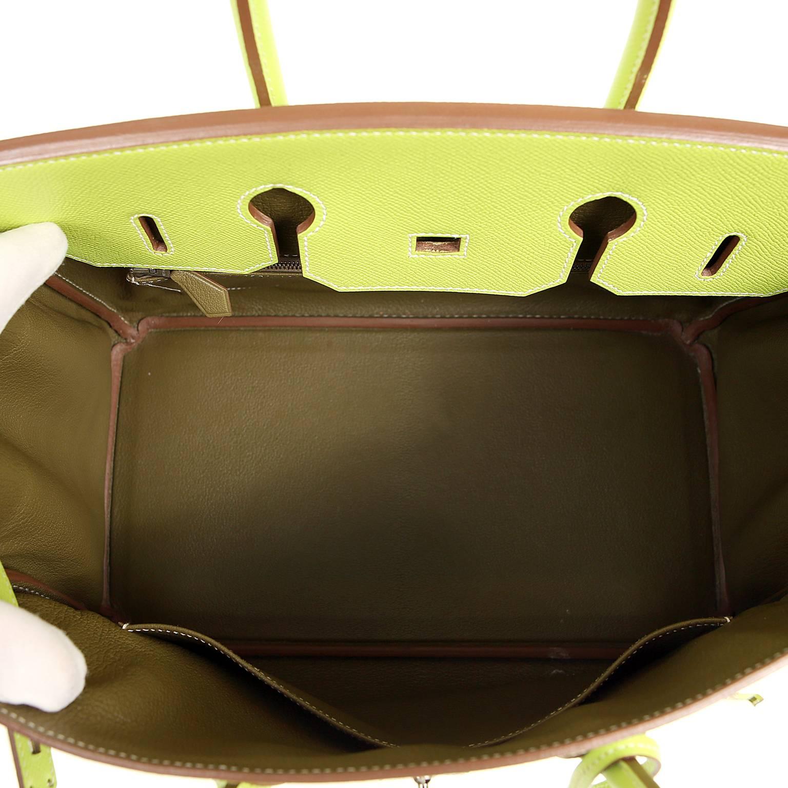 Hermès Kiwi Epsom Leather 35 cm Birkin with Brown Interior 2