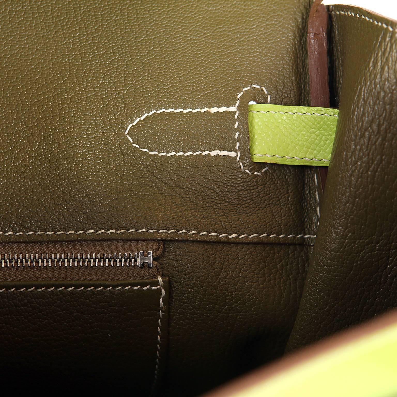 Hermès Kiwi Epsom Leather 35 cm Birkin with Brown Interior 4