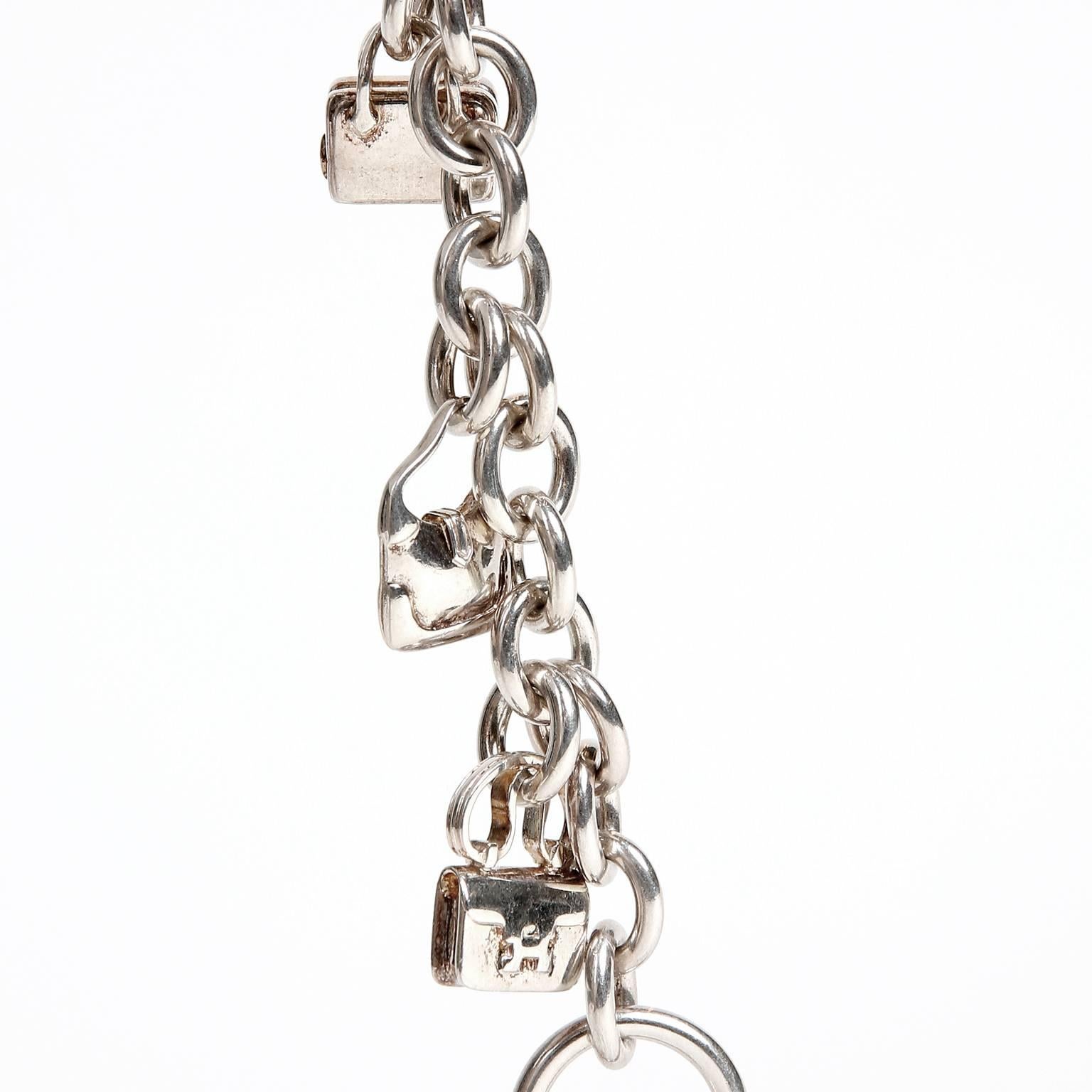 Women's Hermès Sterling Silver Bags Charm Bracelet For Sale