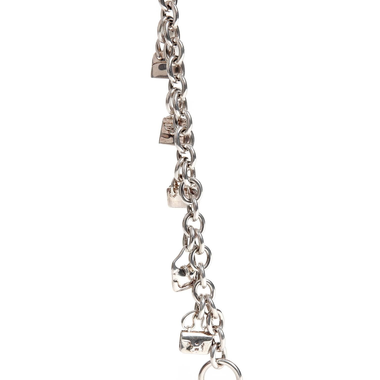 Hermès Sterling Silver Bags Charm Bracelet For Sale 3