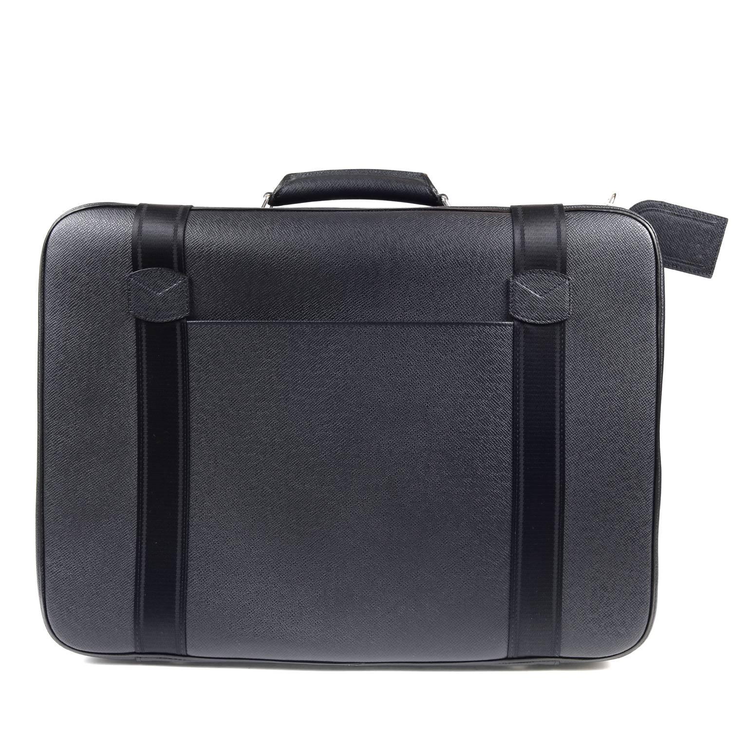 Black Louis Vuitton Navy Taiga Leather Belted Luggage- Medium