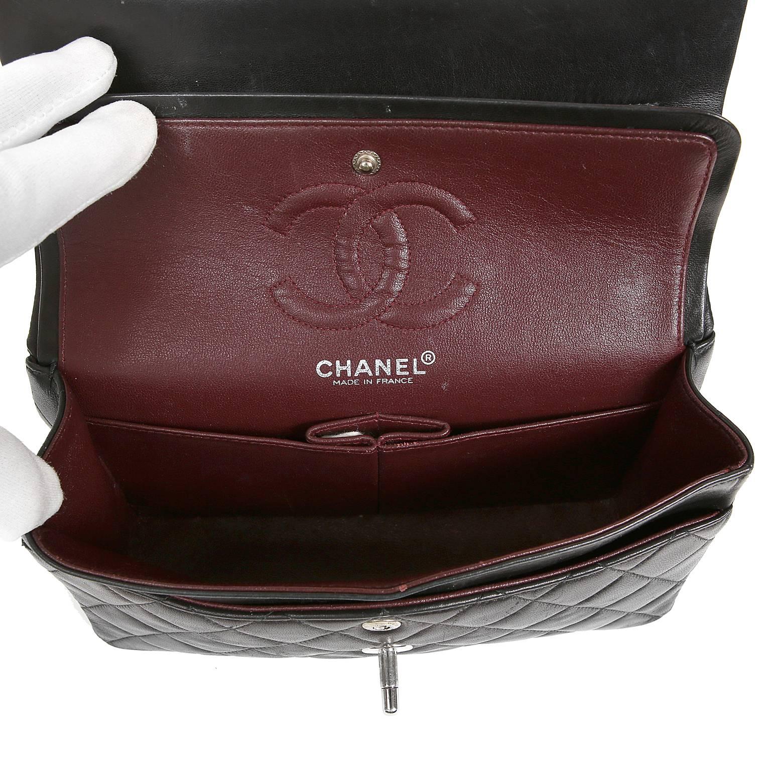 Chanel Black Lambskin Classic Double Flap Shoulder Bag- Medium 2