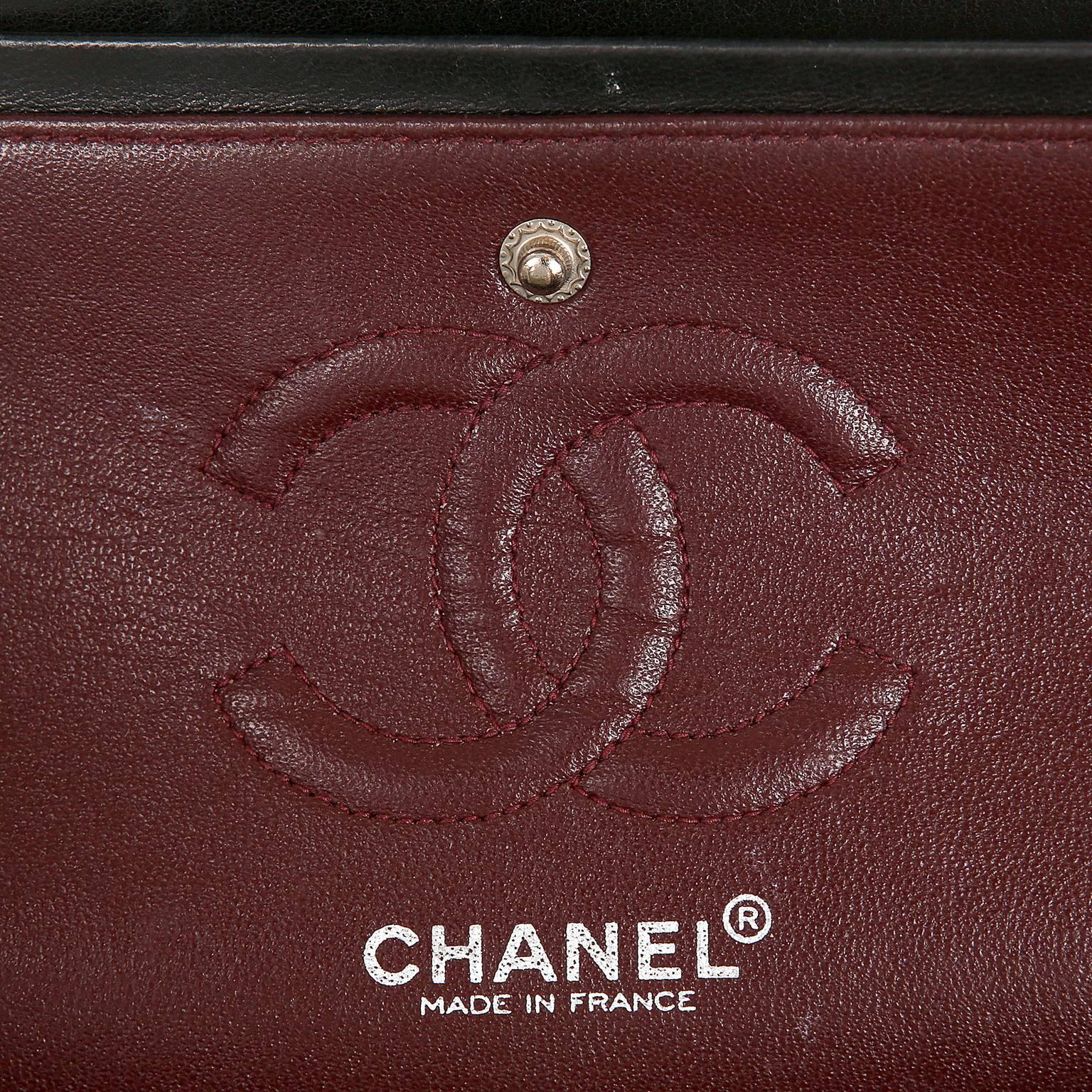 Chanel Black Lambskin Classic Double Flap Shoulder Bag- Medium 3