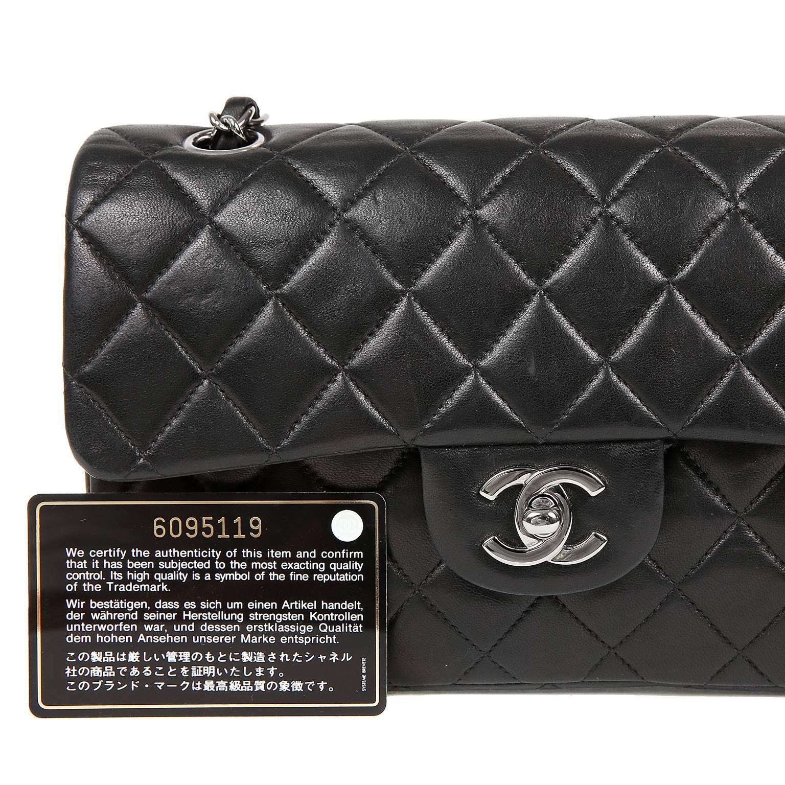 Chanel Black Lambskin Classic Double Flap Shoulder Bag- Medium 6
