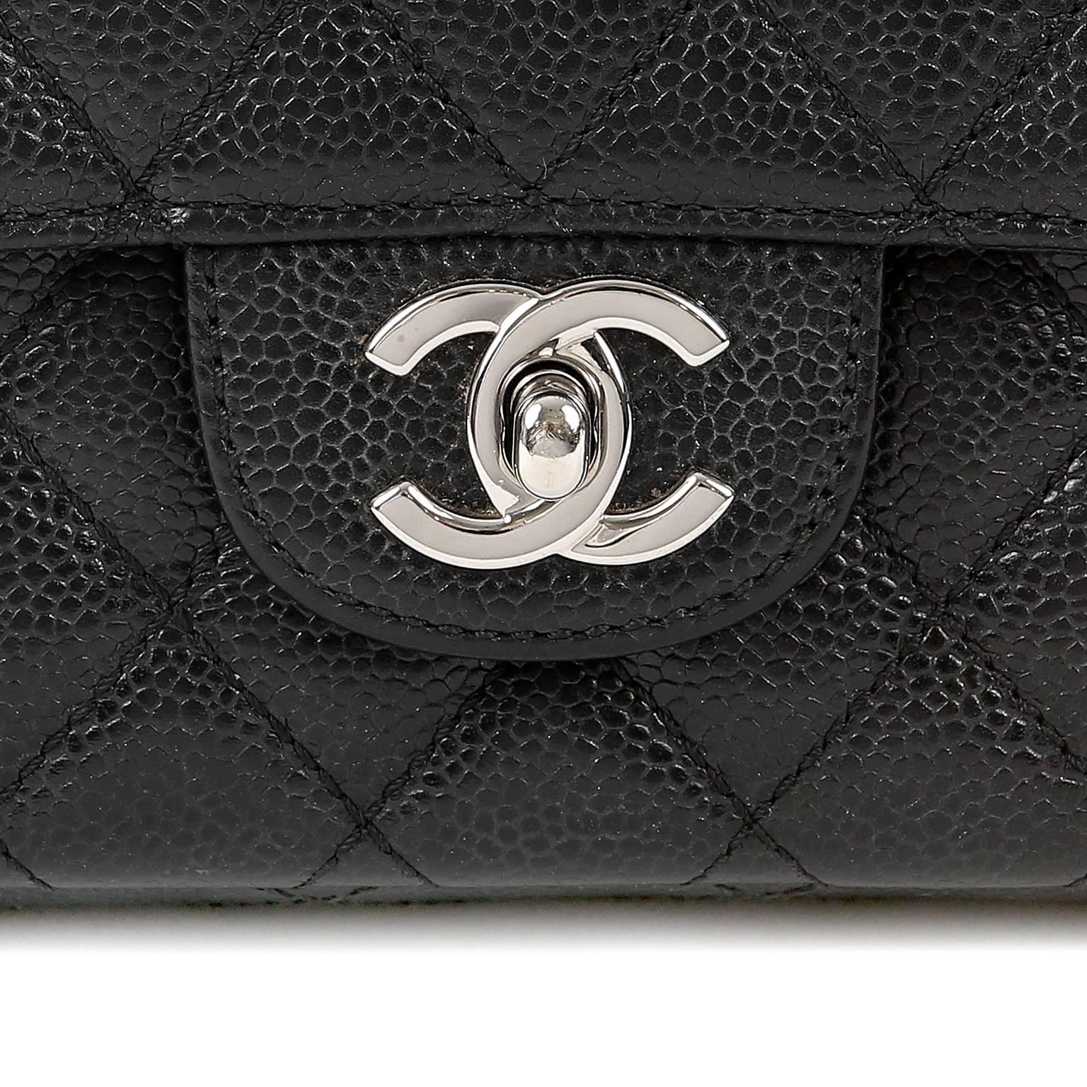 Chanel Black Caviar Leather East West Flap Bag 1