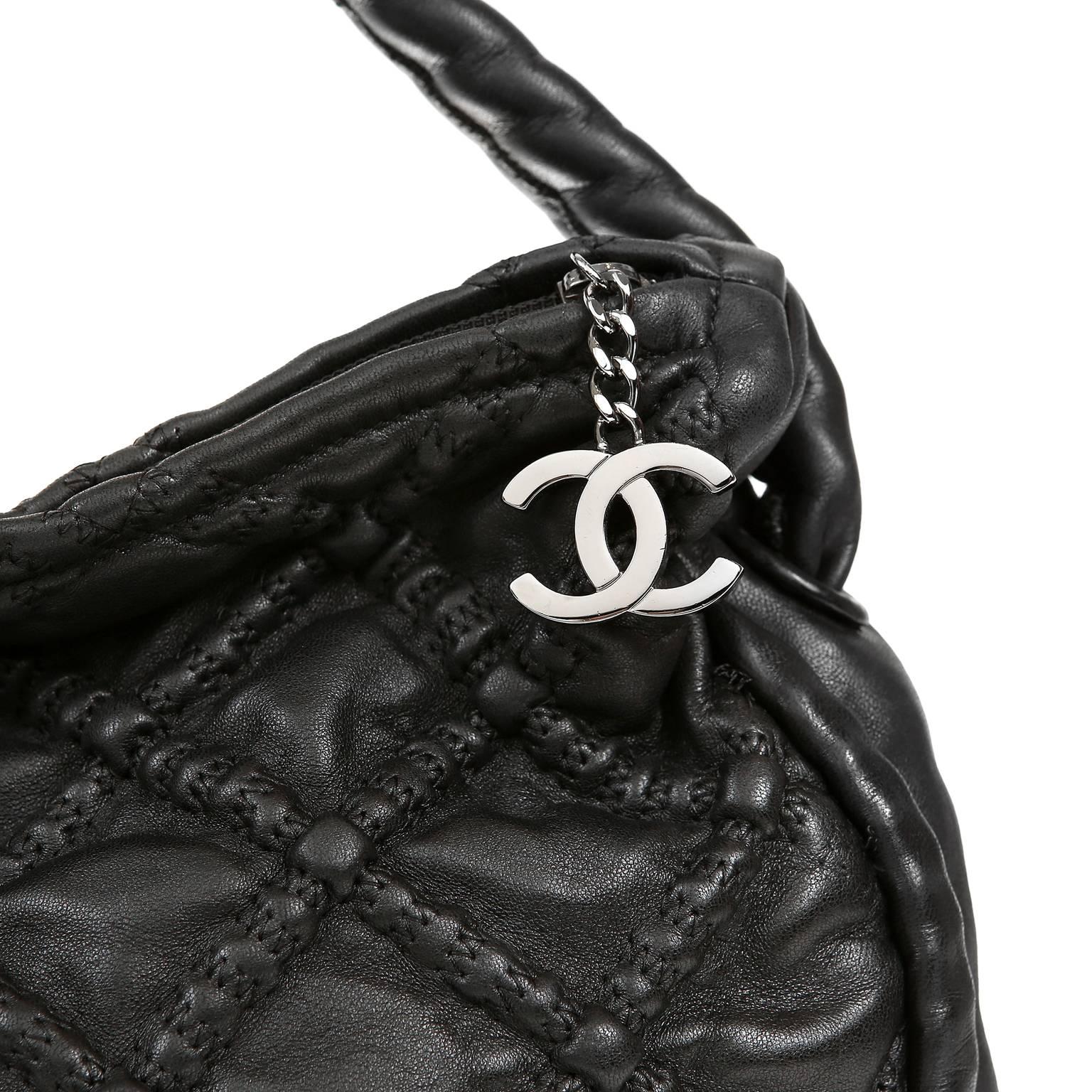 Chanel Black Leather Hidden Chain Hobo 2