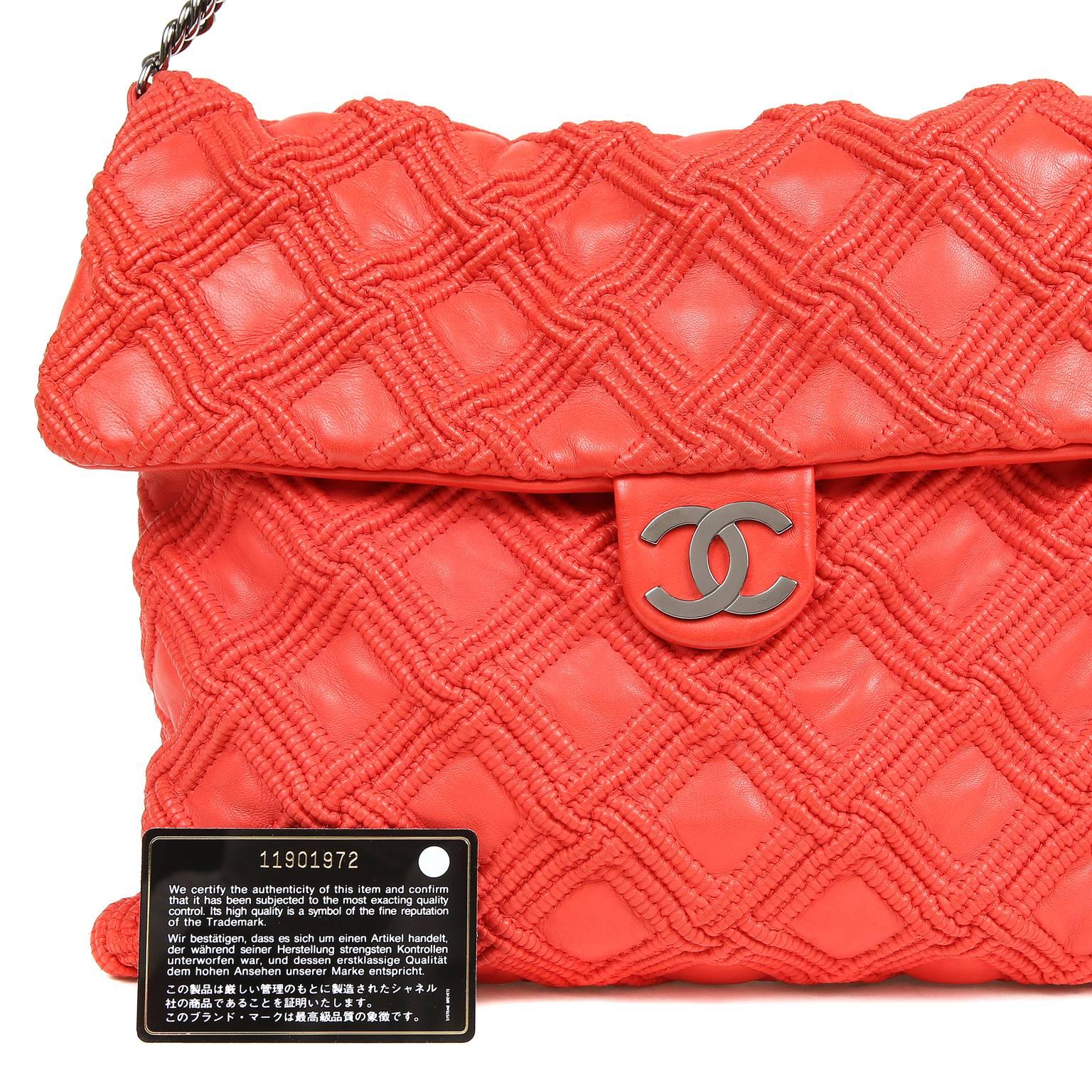 Chanel Red Leather Walk of Fame Flap Bag 4