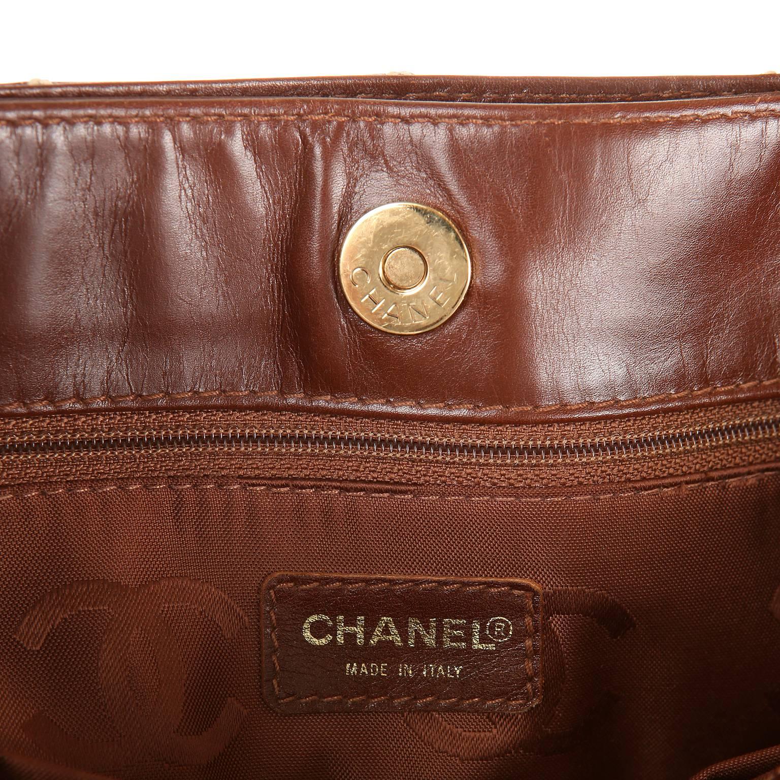 Chanel Brown Topstitched Day Bag For Sale 4