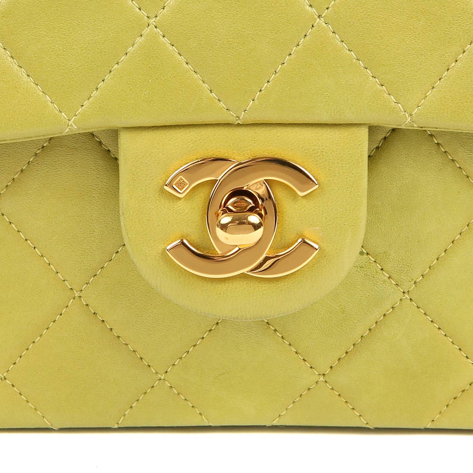 Women's Chanel Chartreuse Lambskin Mini Classic