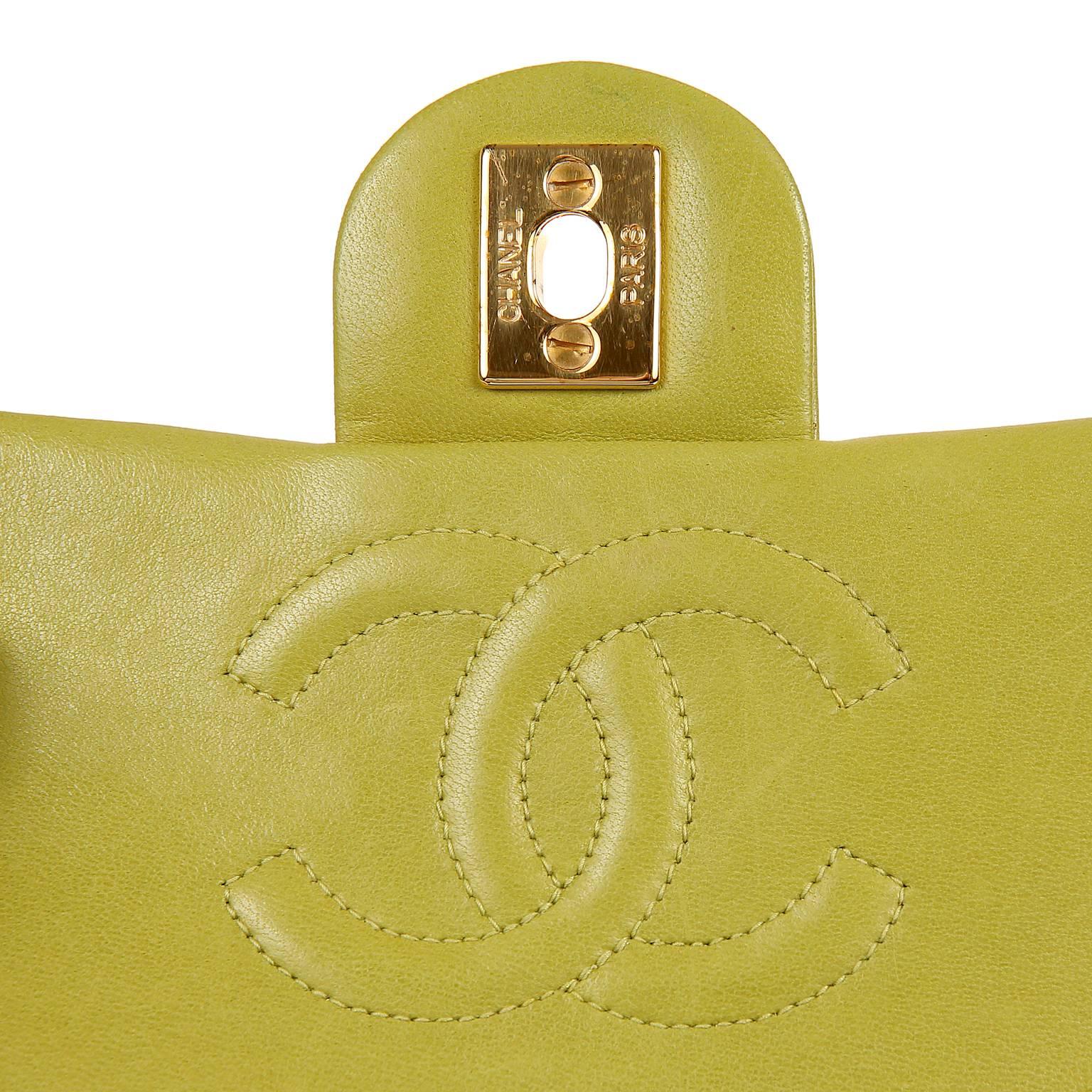 Chanel Chartreuse Lambskin Mini Classic 3