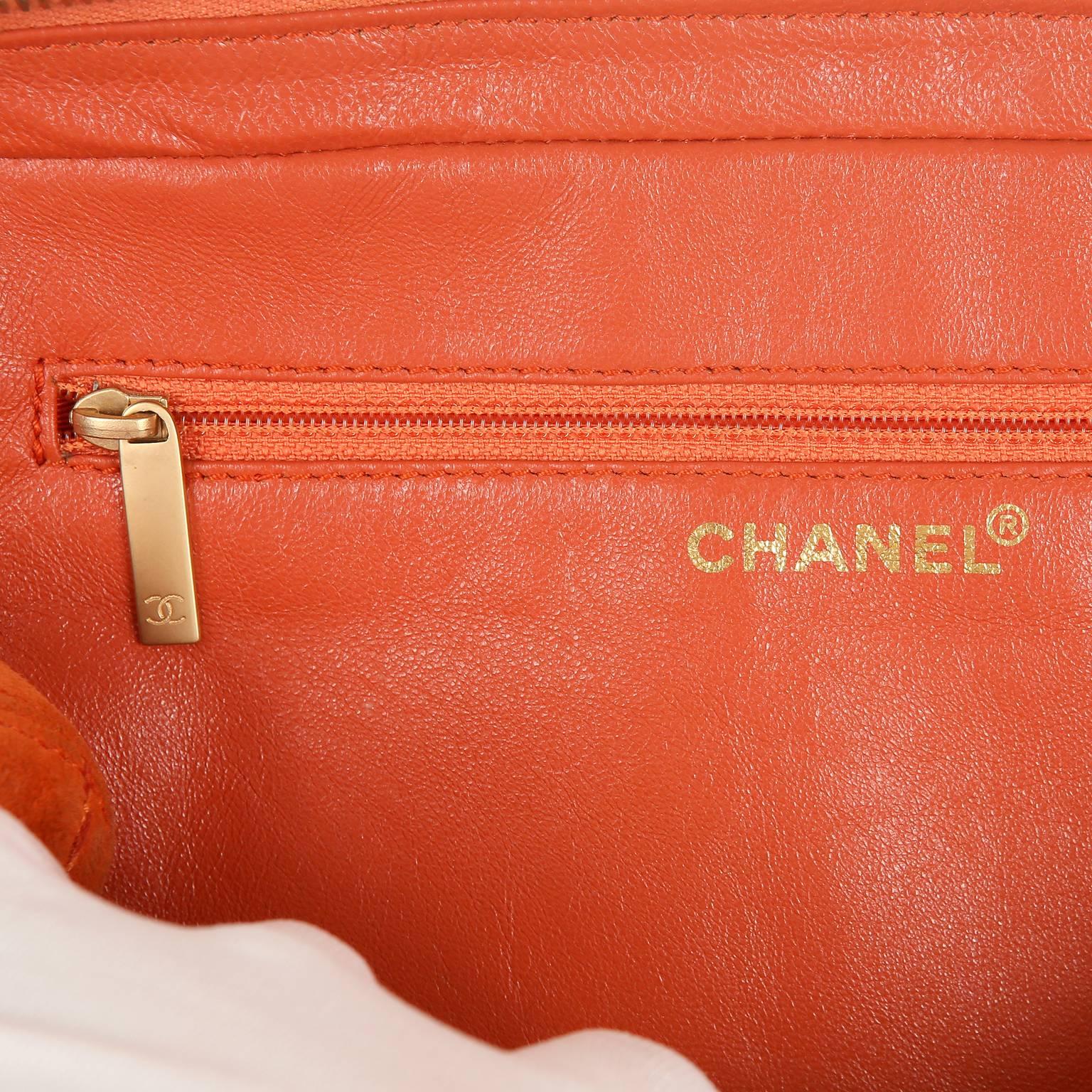 Chanel Orange Suede Camera Bag 2