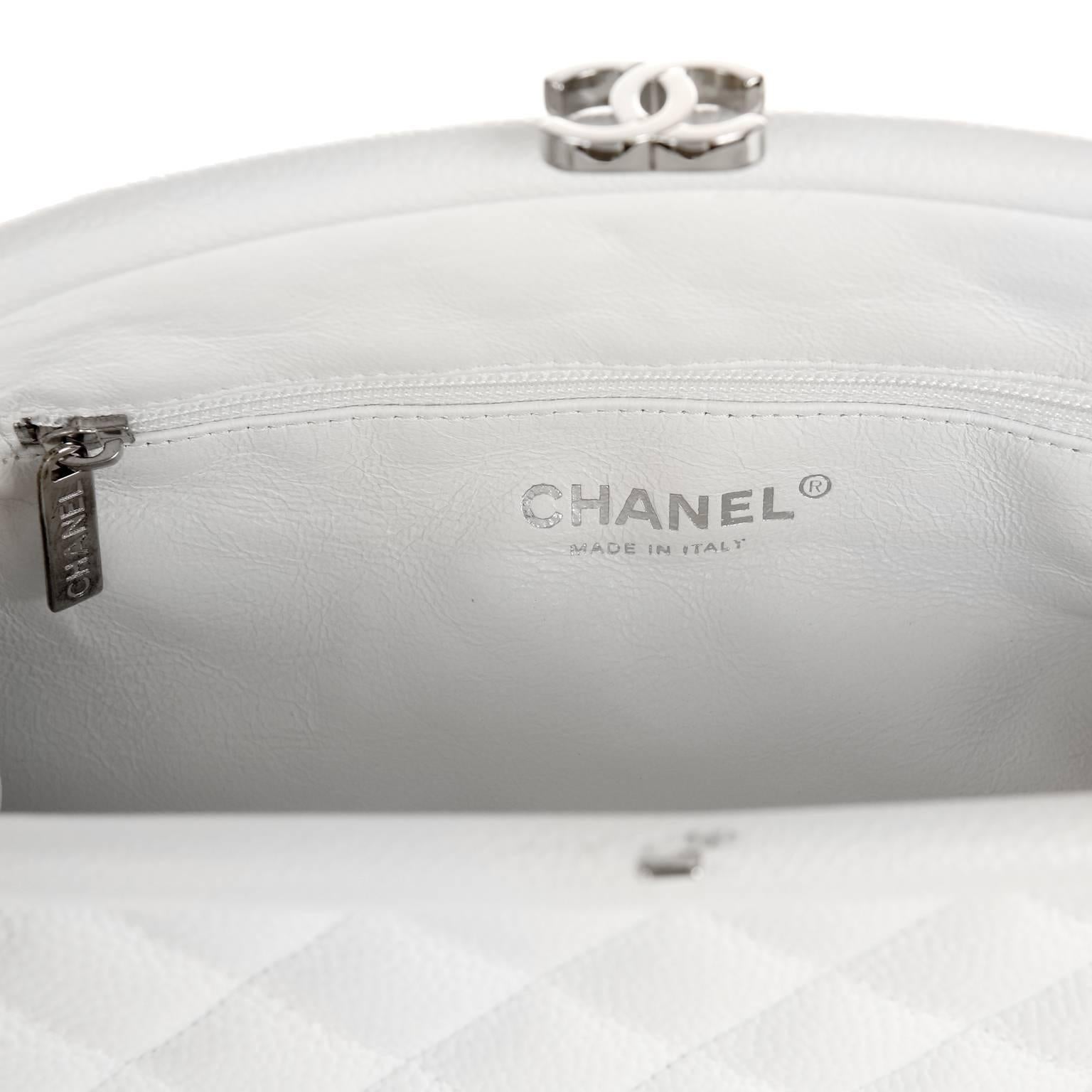 Chanel White Caviar Leather Timeless Clutch with Silver Hardware 2