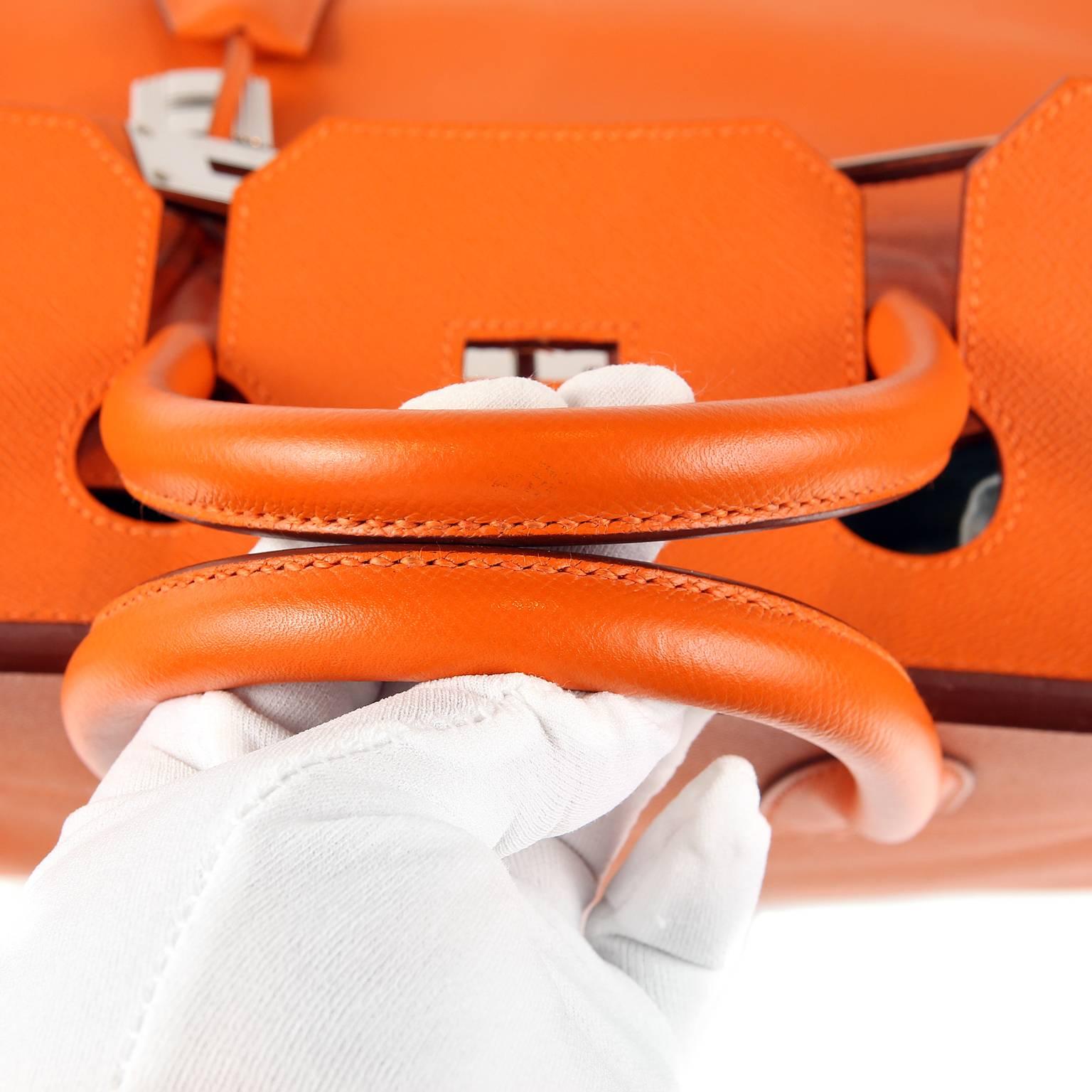 Hermès Orange Epsom 40 cm HAC with Palladium For Sale 3