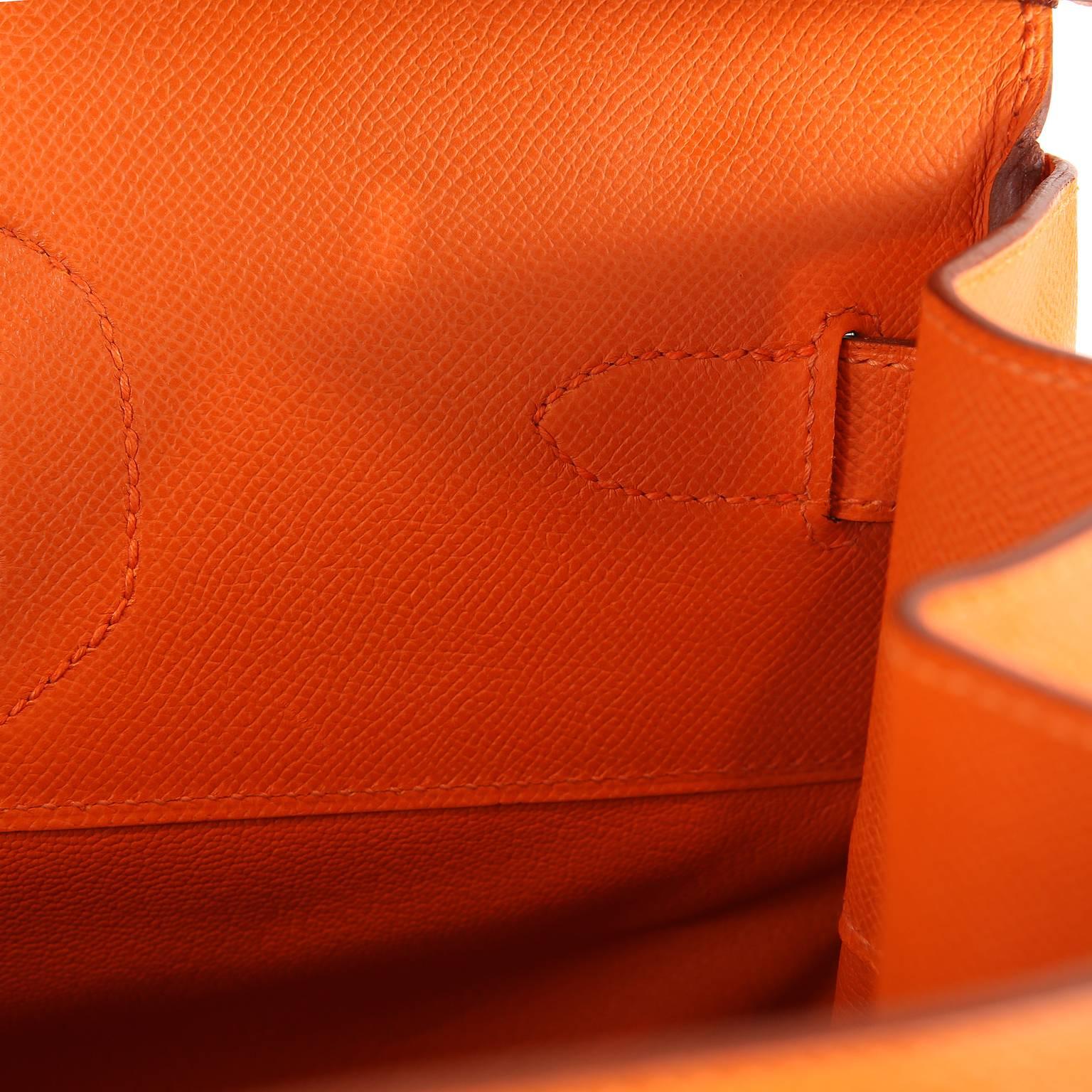 Hermès Orange Epsom 40 cm HAC with Palladium For Sale 5