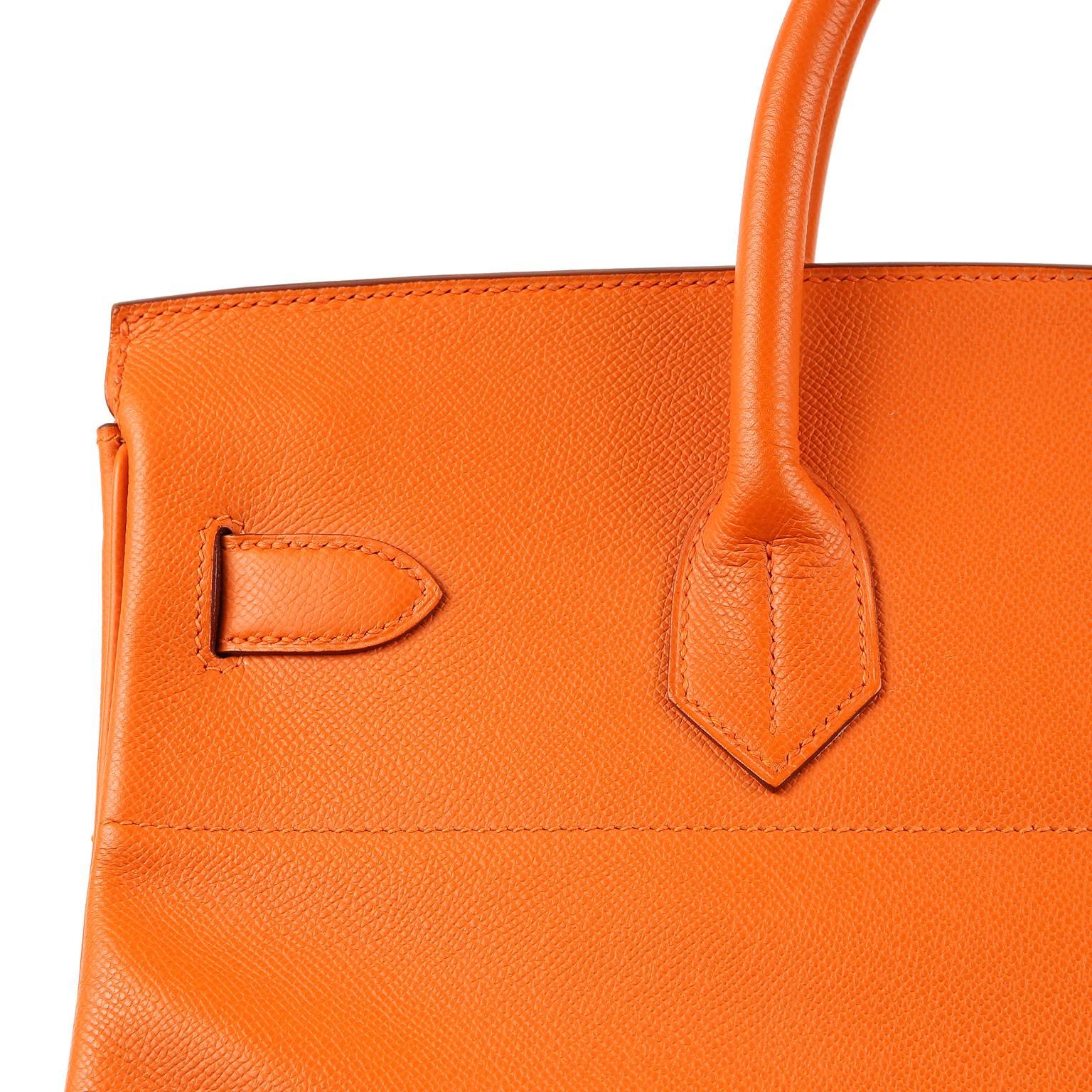 Hermès Orange Epsom 40 cm HAC with Palladium For Sale 6