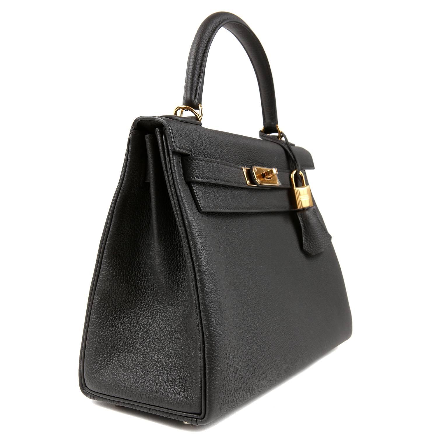 Hermès Black Togo 28 cm Kelly Bag GHW In New Condition For Sale In Malibu, CA