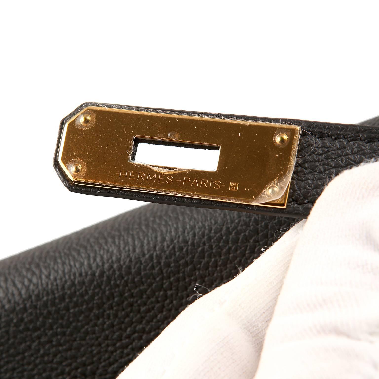 Hermès Black Togo 28 cm Kelly Bag GHW For Sale 2