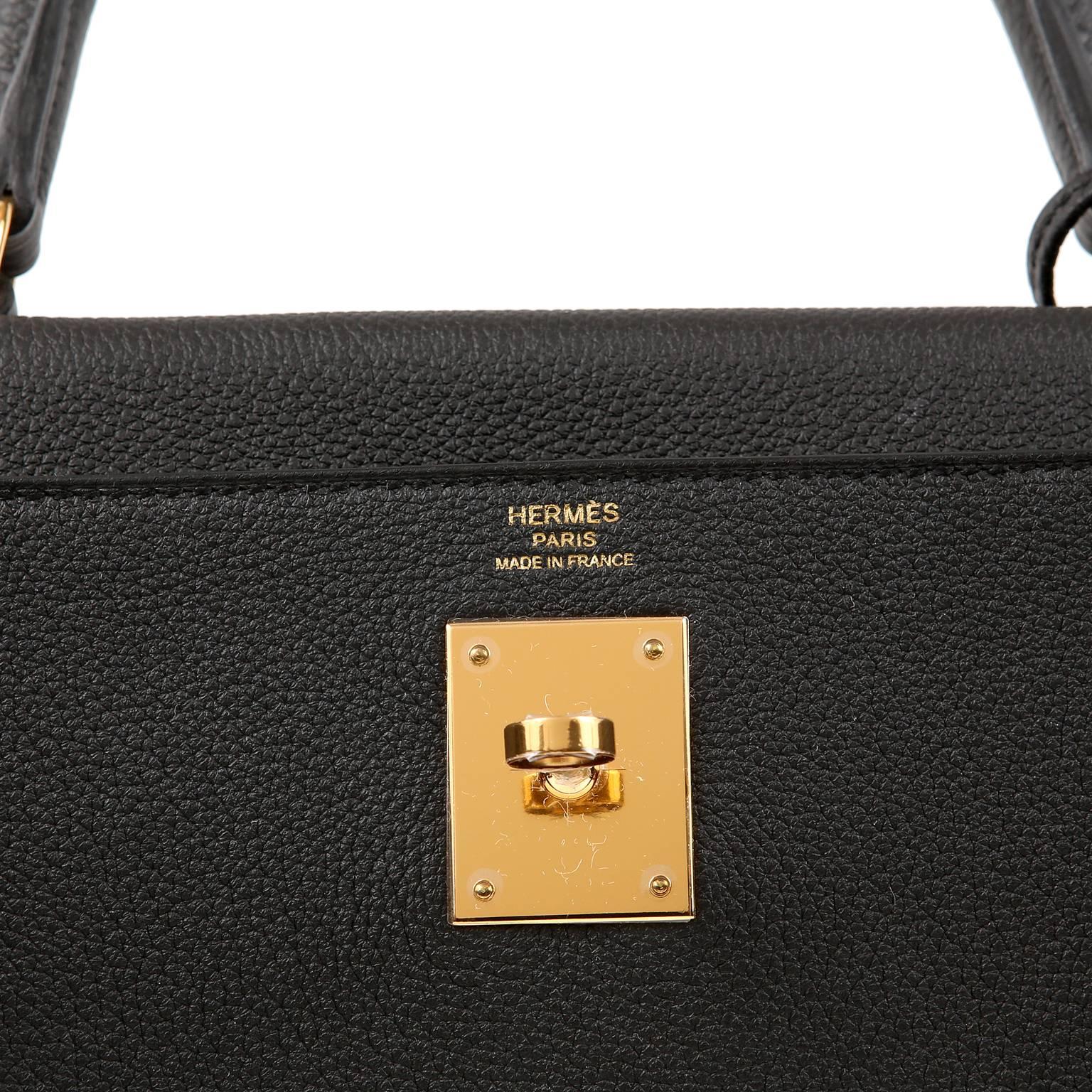 Hermès Black Togo 28 cm Kelly Bag GHW For Sale 3