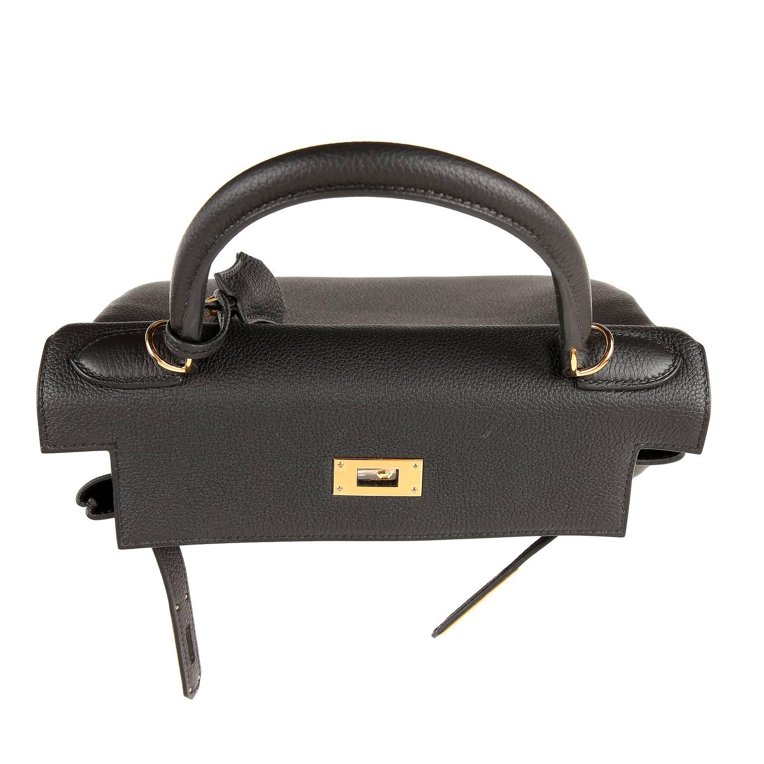 Hermès Black Togo 28 cm Kelly Bag GHW For Sale 4