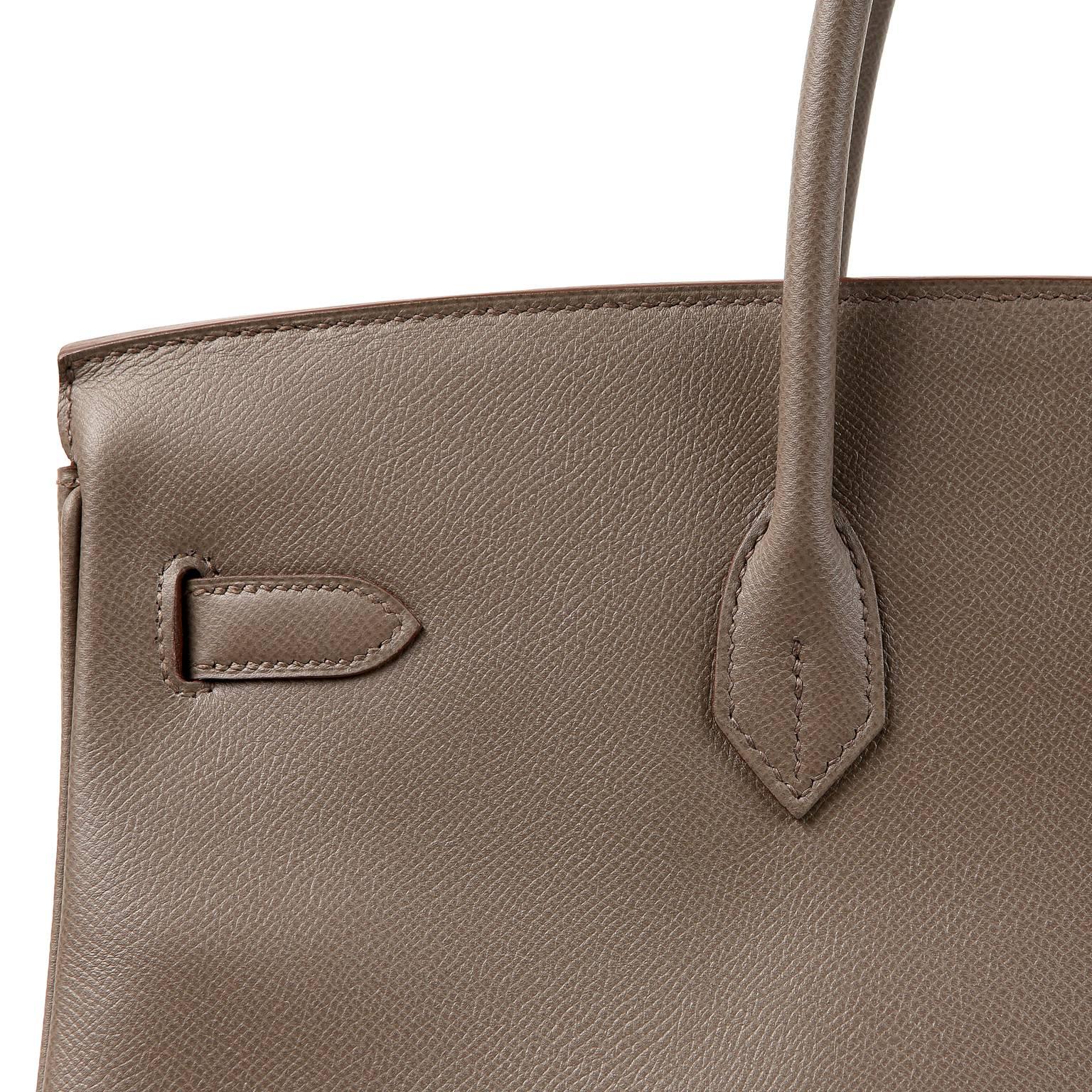 Brown Hermès Etain Epsom 40 cm Birkin Bag PHW
