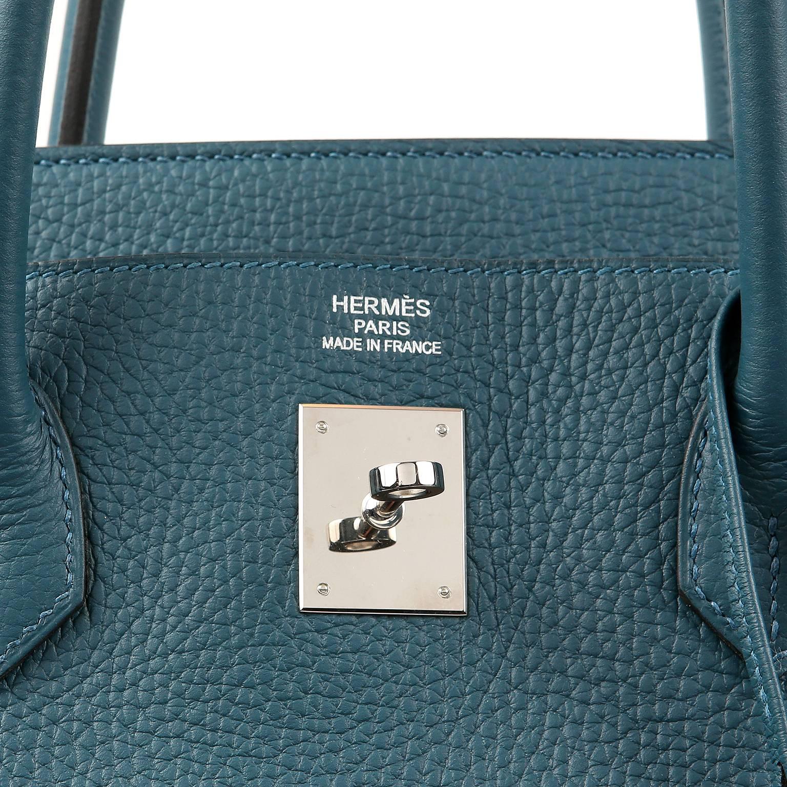 Hermès Blue Colvert Togo 40 cm Birkin Bag PHW 3