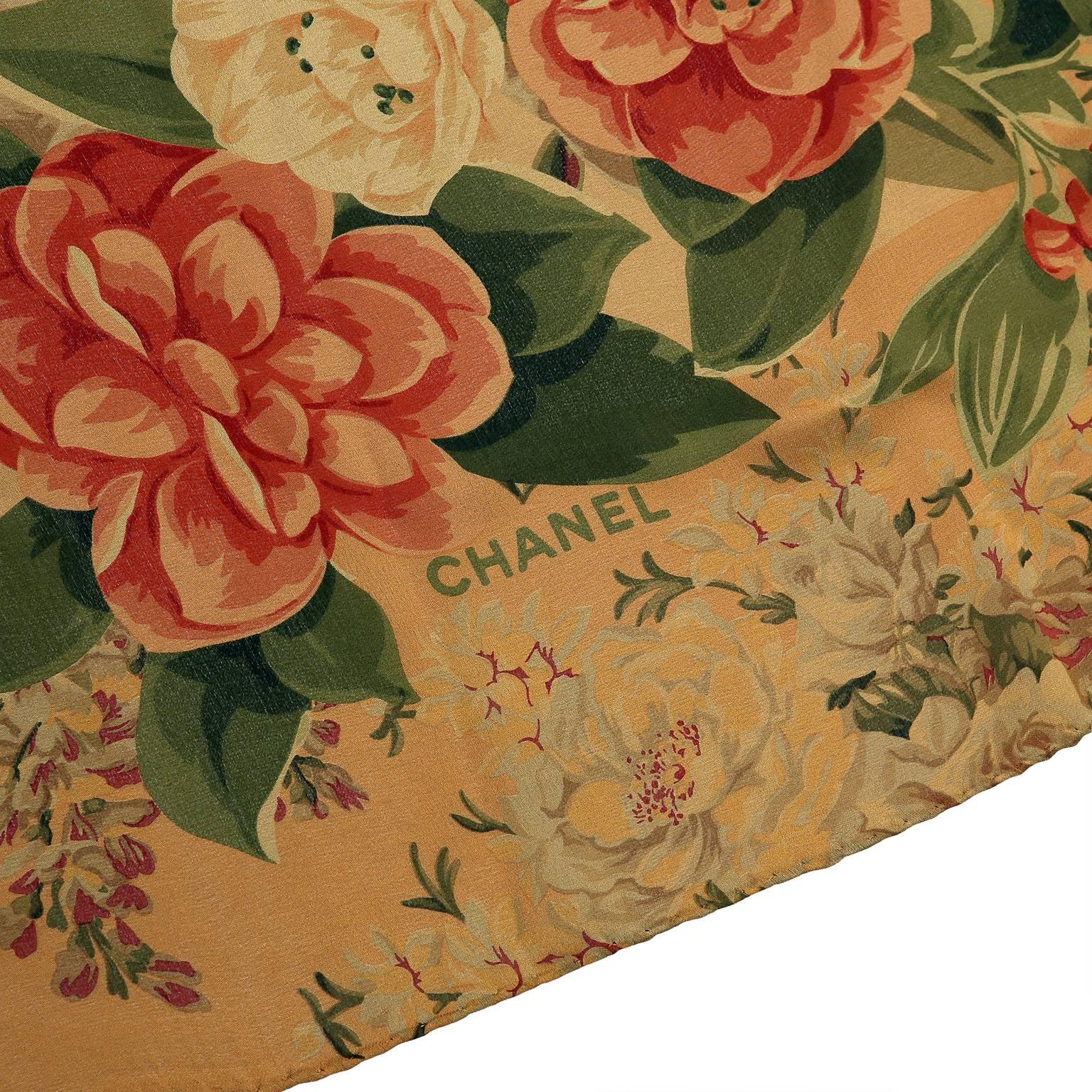 Brown Chanel Floral Camellia Shawl
