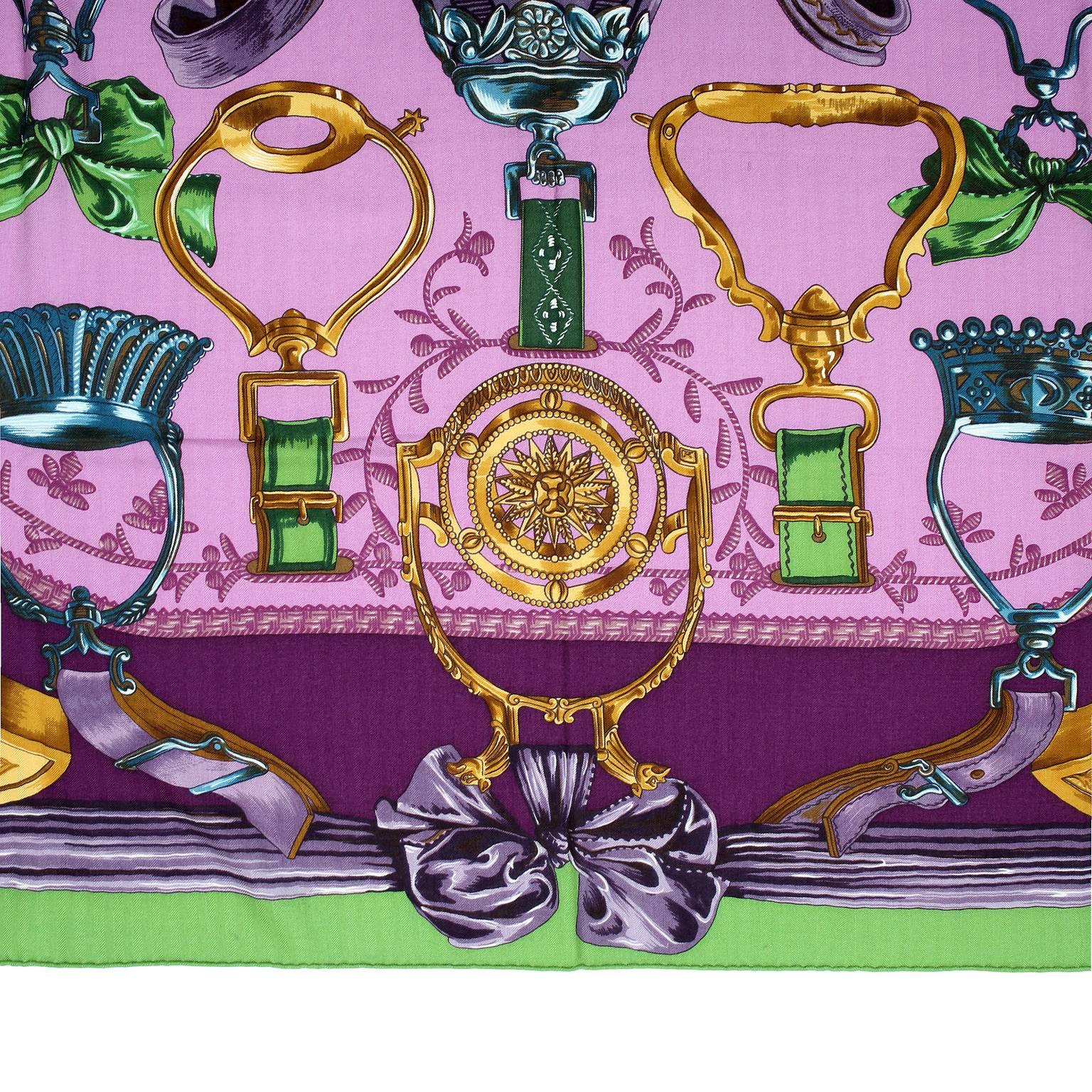 Women's Hermès Purple Etriers Shawl Scarf