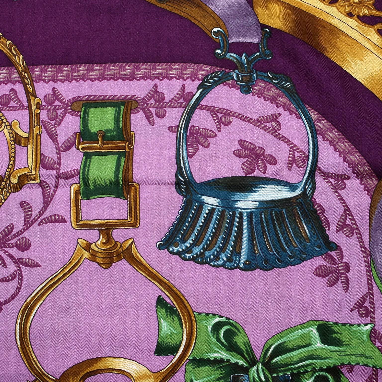 Hermès Purple Etriers Shawl Scarf 1