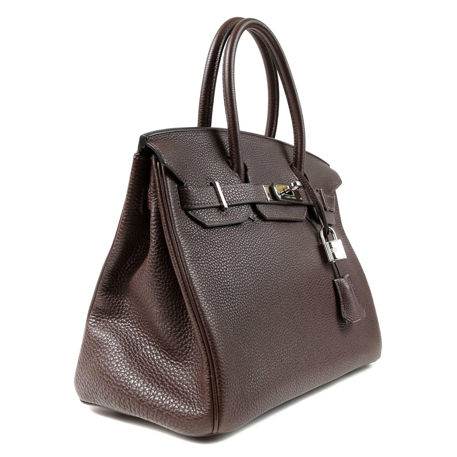 Black Hermès Chocolate Togo 30 cm Birkin Bag with Palladium HW
