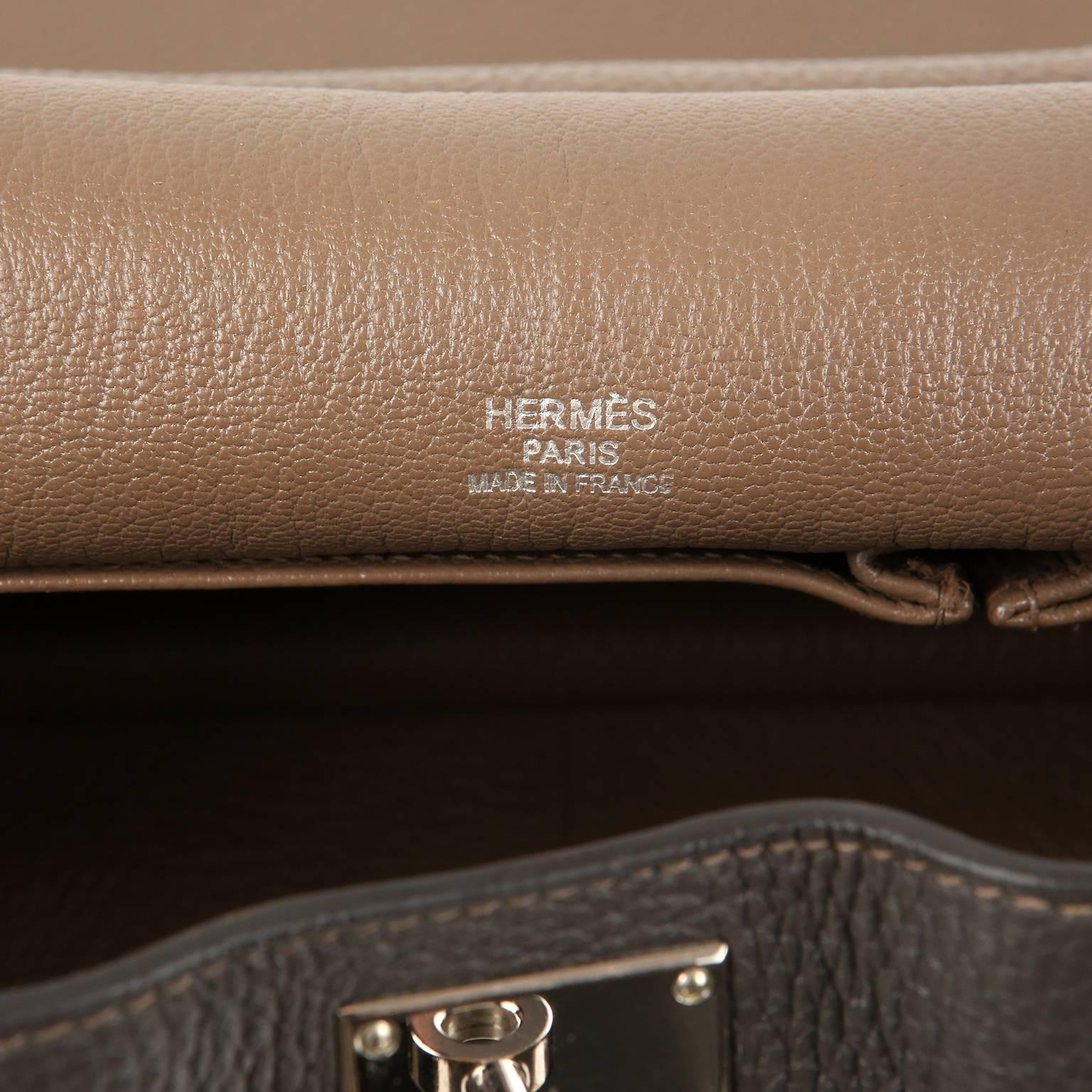 Hermès Etain Clemence 34 cm Jypsiere- Etoupe Interior 2