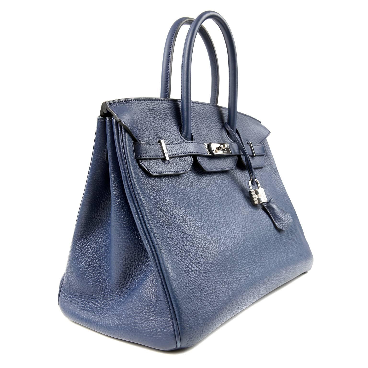 Hermès Indigo Blue Togo 35 cm Birkin Bag PHW In New Condition In Malibu, CA