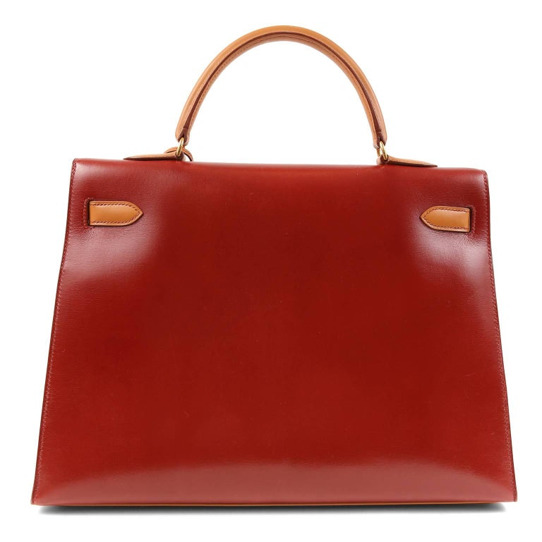 Tri Color Box Hermès Tri Color Box Calf 35 cm Kelly Sellier- Red, Rouge H, Gold at ...