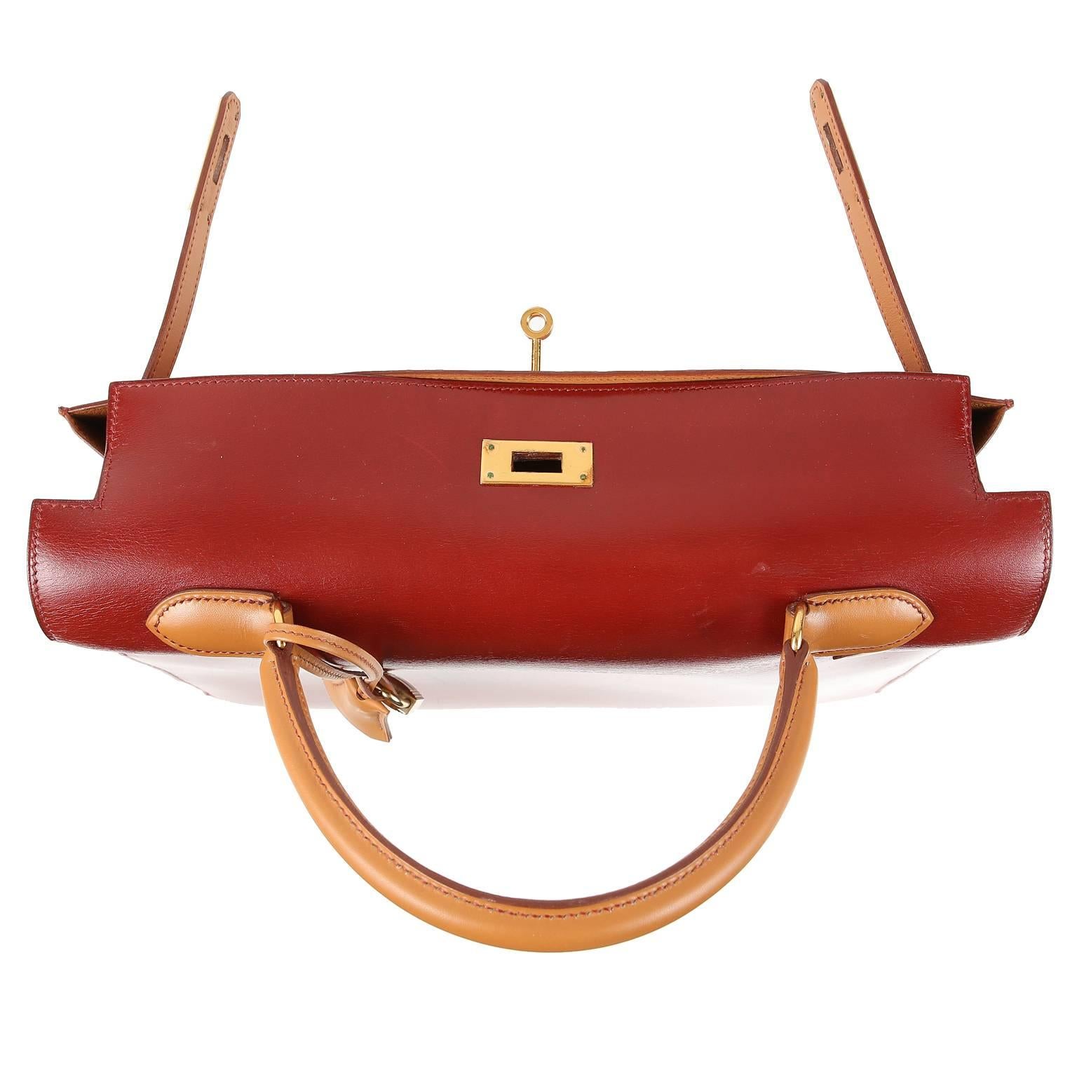 Hermès Tri Color Box Calf 35 cm Kelly Sellier- Red, Rouge H, Gold 3