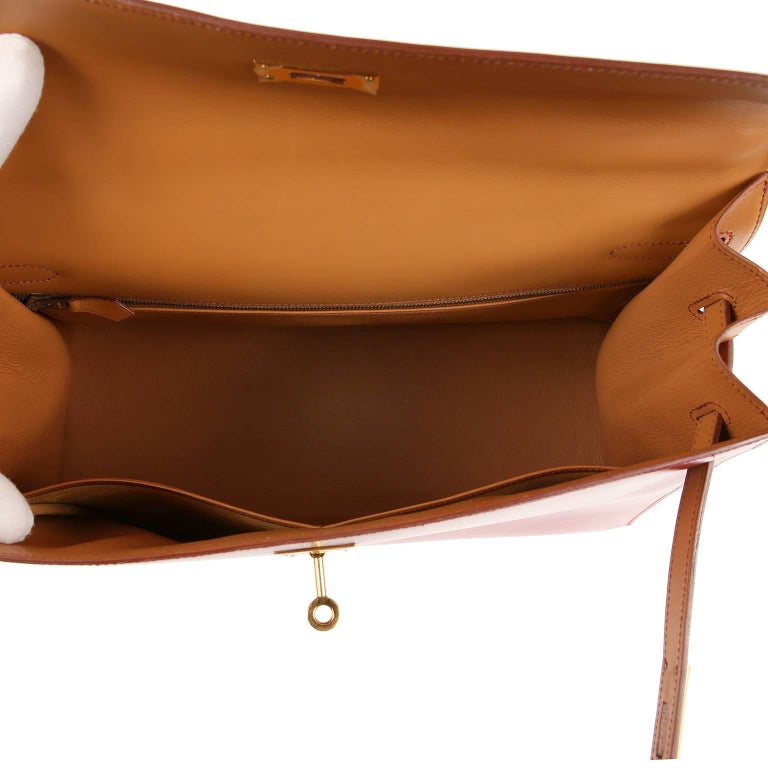 Tri Color Box Hermès Tri Color Box Calf 35 cm Kelly Sellier- Red, Rouge H, Gold at ...
