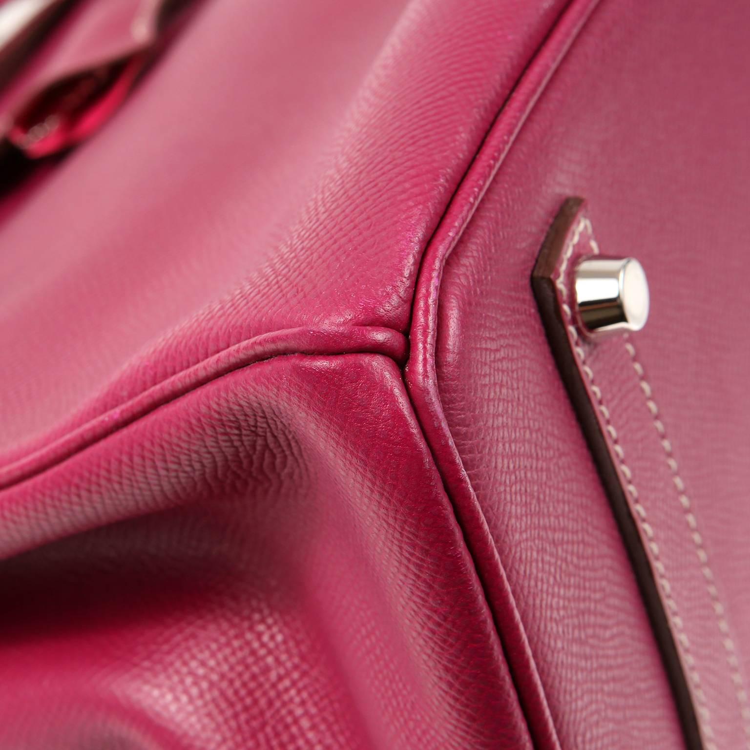 Women's Hermès Raspberry Epsom 35 cm Birkin Bag with Rose Tyrien Interior