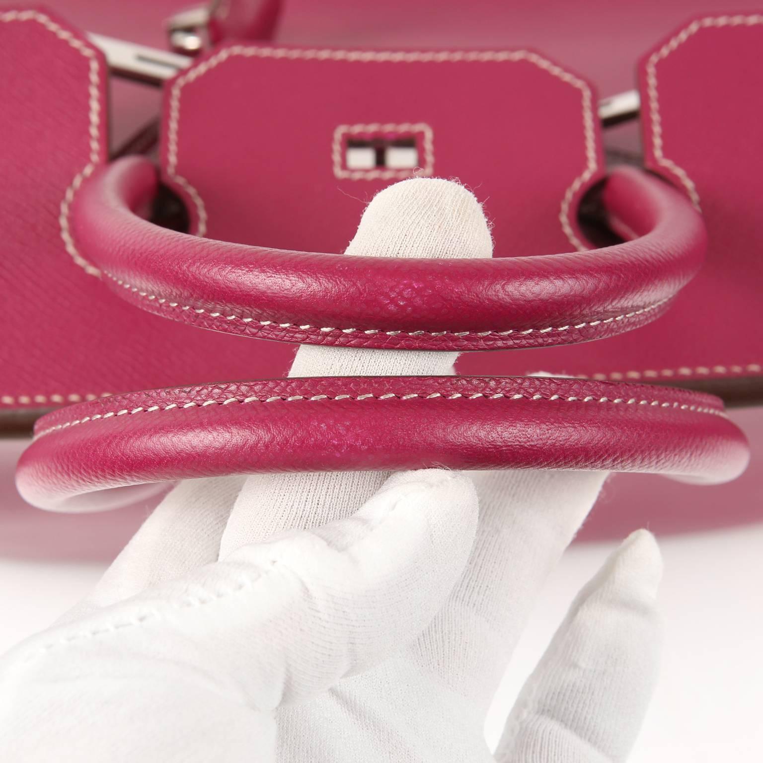 Hermès Raspberry Epsom 35 cm Birkin Bag with Rose Tyrien Interior 3